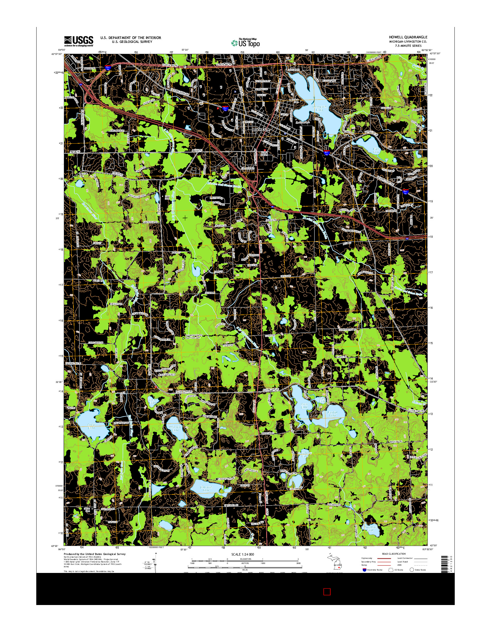 USGS US TOPO 7.5-MINUTE MAP FOR HOWELL, MI 2014