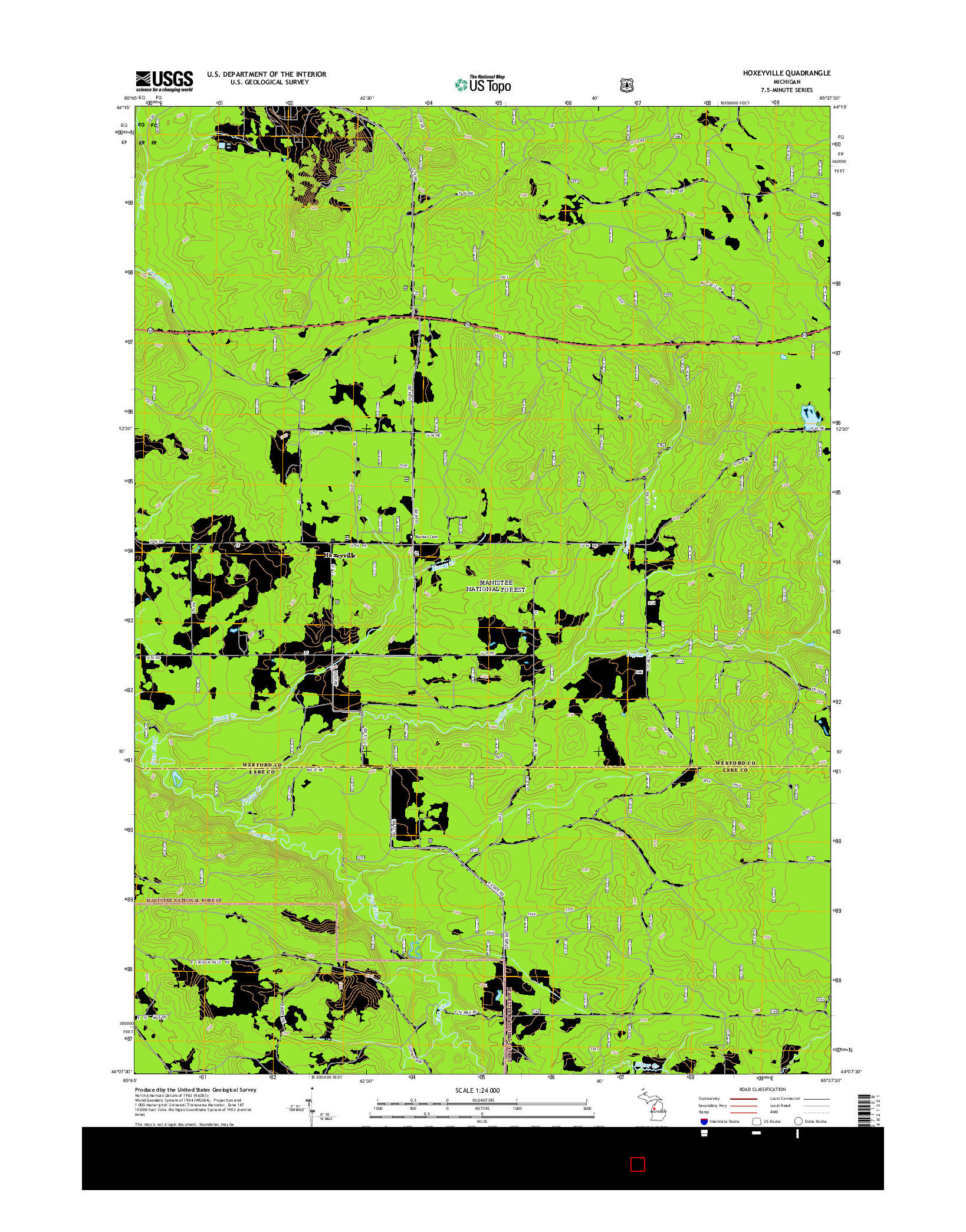 USGS US TOPO 7.5-MINUTE MAP FOR HOXEYVILLE, MI 2014