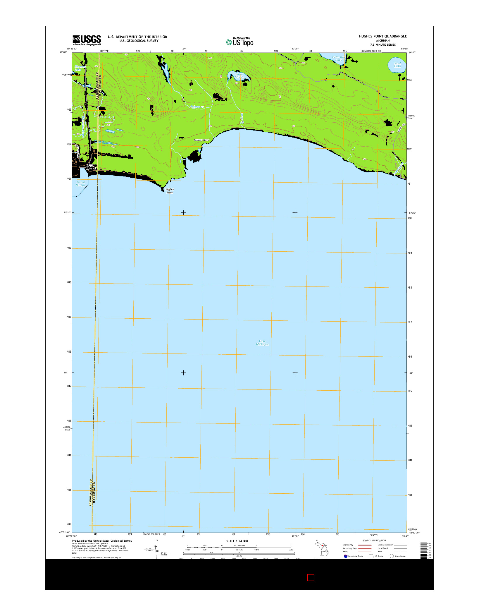 USGS US TOPO 7.5-MINUTE MAP FOR HUGHES POINT, MI 2014