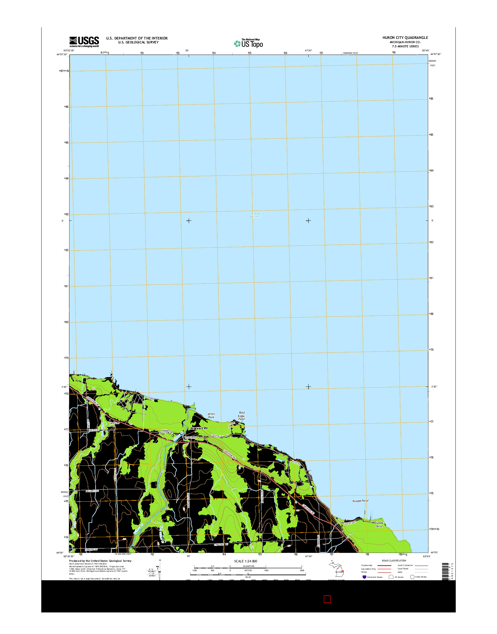 USGS US TOPO 7.5-MINUTE MAP FOR HURON CITY, MI 2014