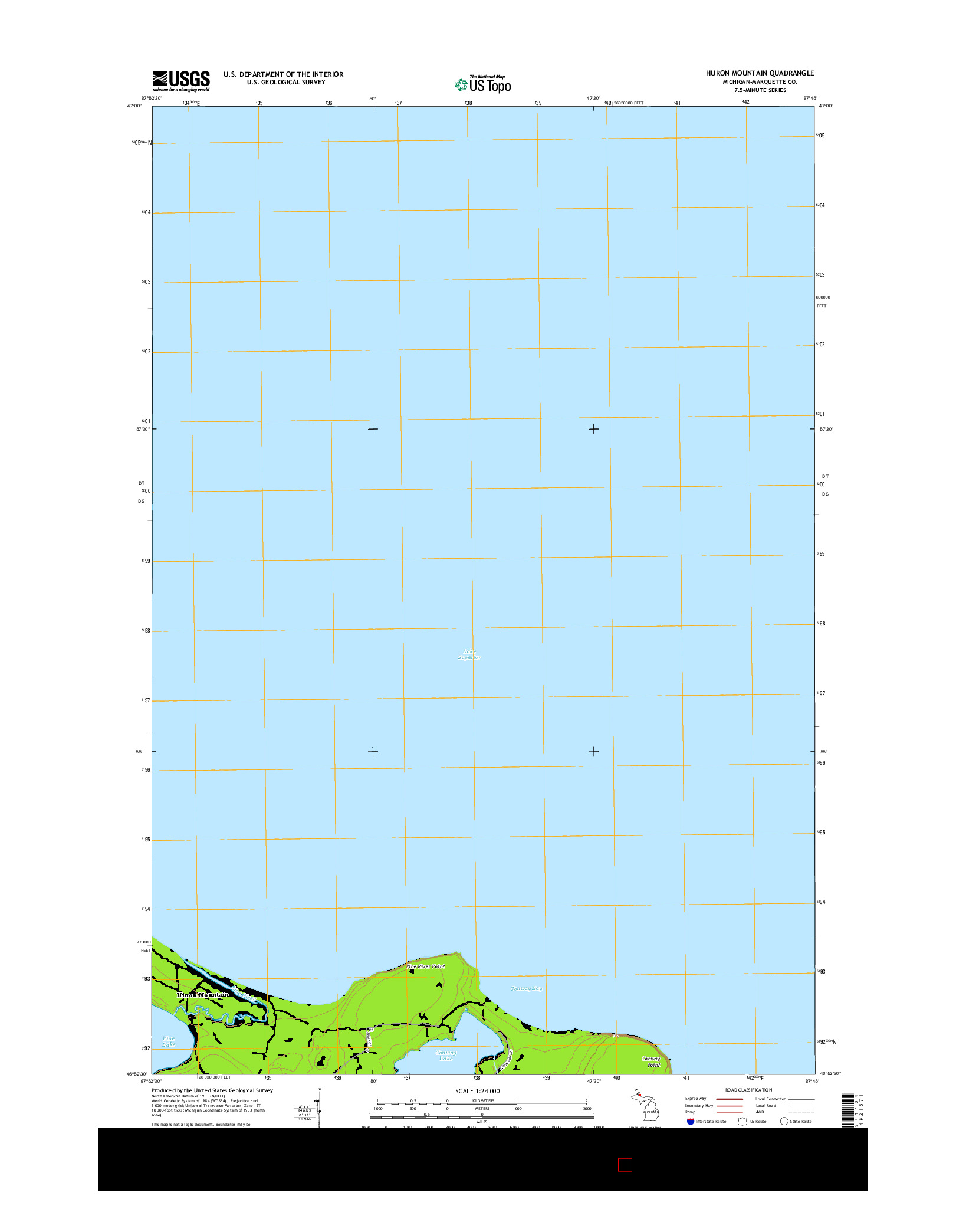 USGS US TOPO 7.5-MINUTE MAP FOR HURON MOUNTAIN, MI 2014