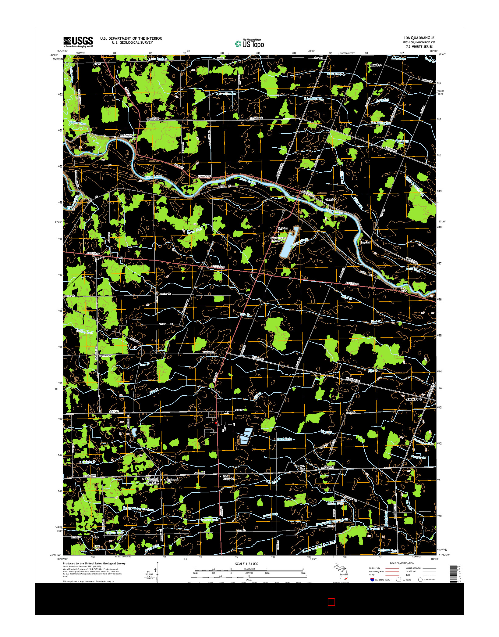 USGS US TOPO 7.5-MINUTE MAP FOR IDA, MI 2014