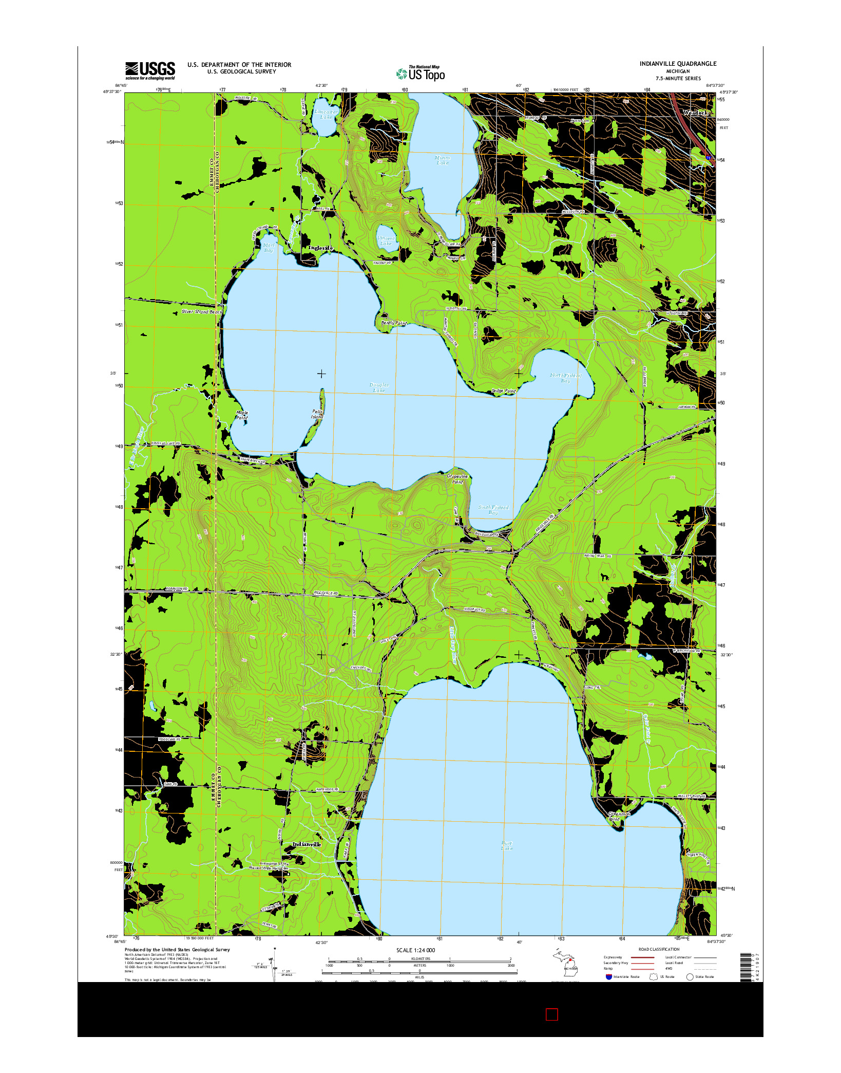 USGS US TOPO 7.5-MINUTE MAP FOR INDIANVILLE, MI 2014