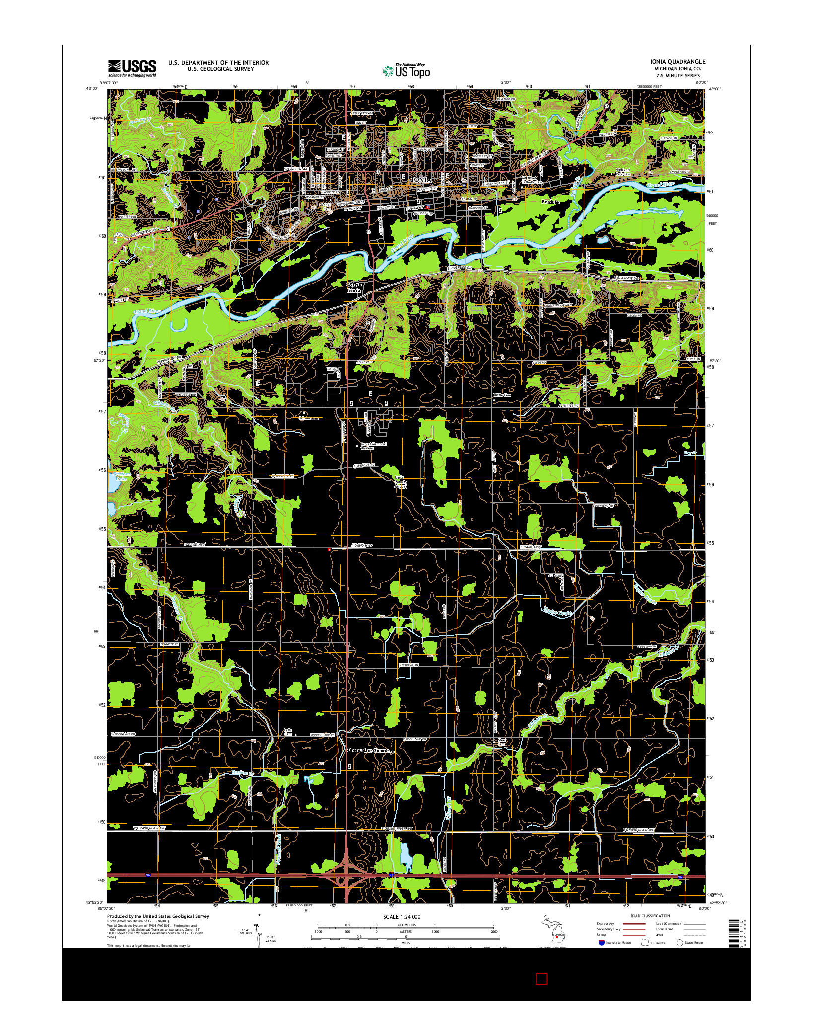 USGS US TOPO 7.5-MINUTE MAP FOR IONIA, MI 2014
