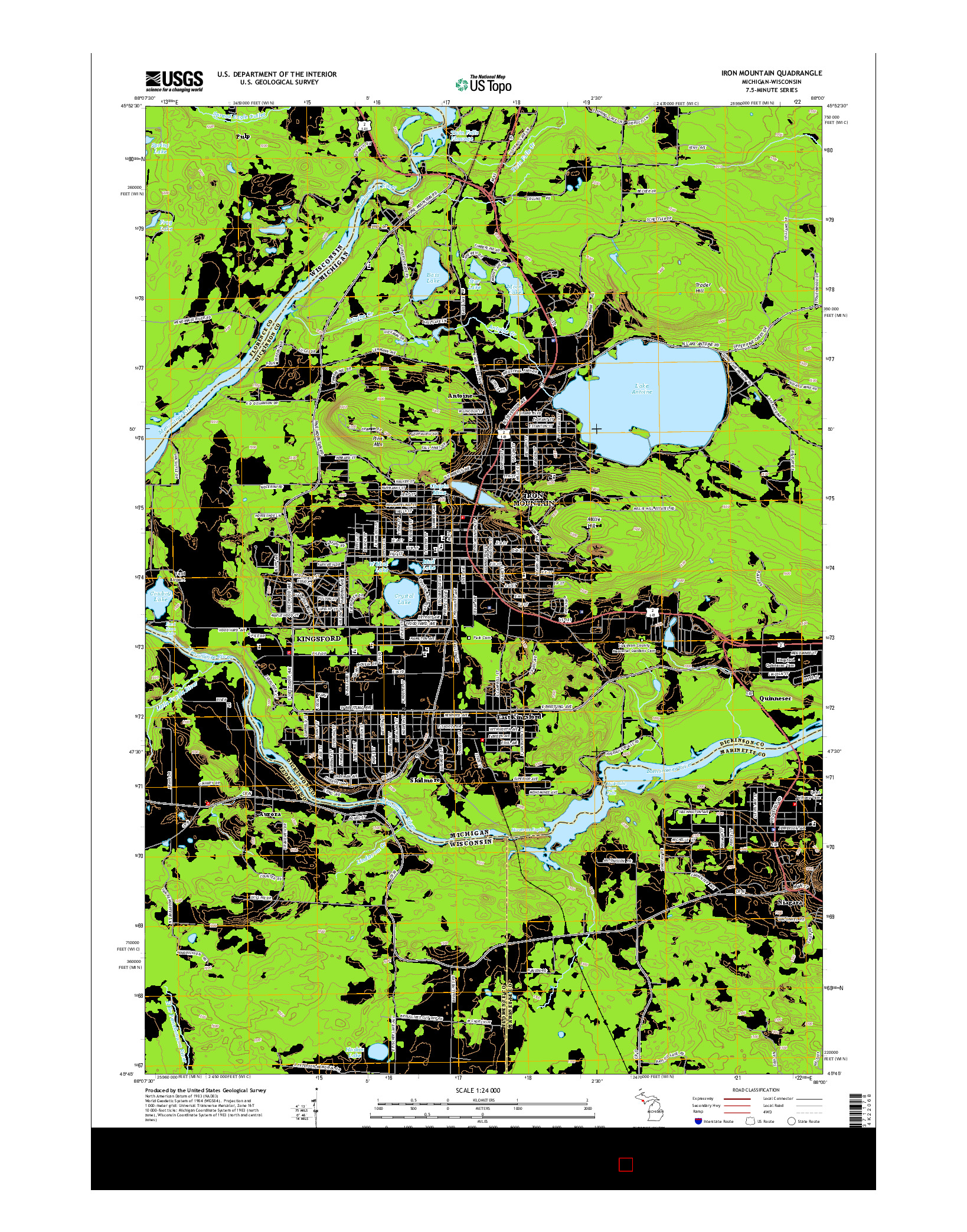 USGS US TOPO 7.5-MINUTE MAP FOR IRON MOUNTAIN, MI-WI 2014