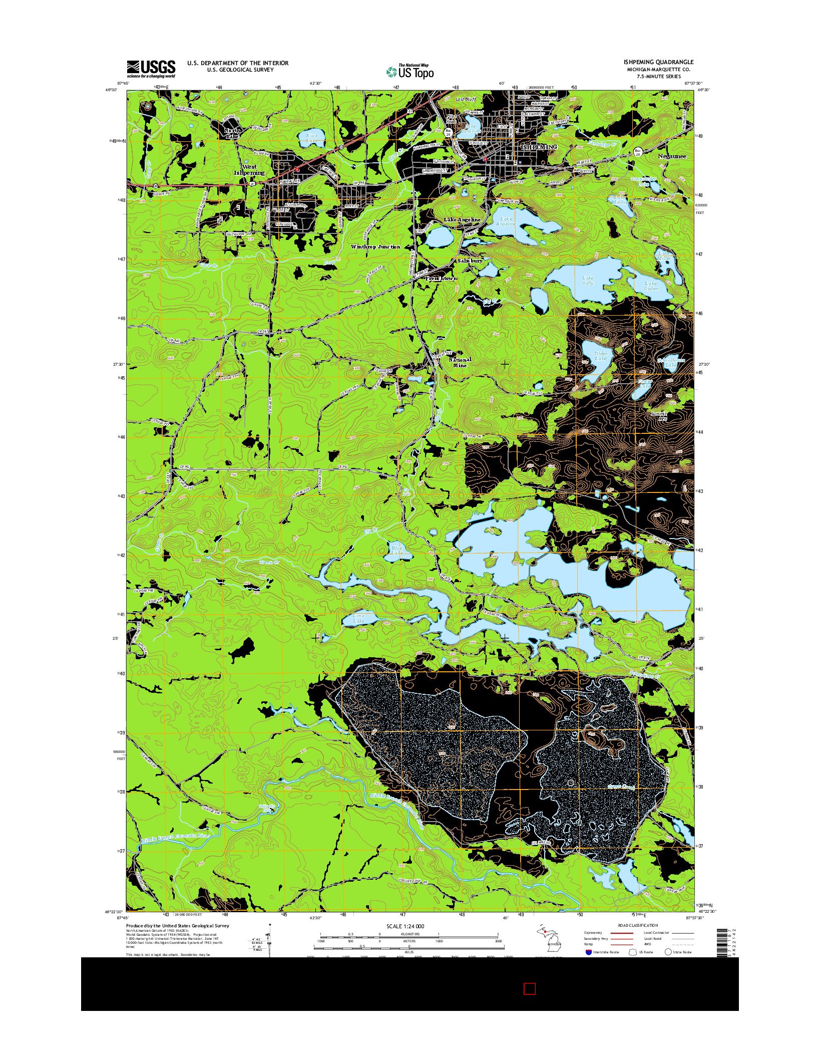 USGS US TOPO 7.5-MINUTE MAP FOR ISHPEMING, MI 2014