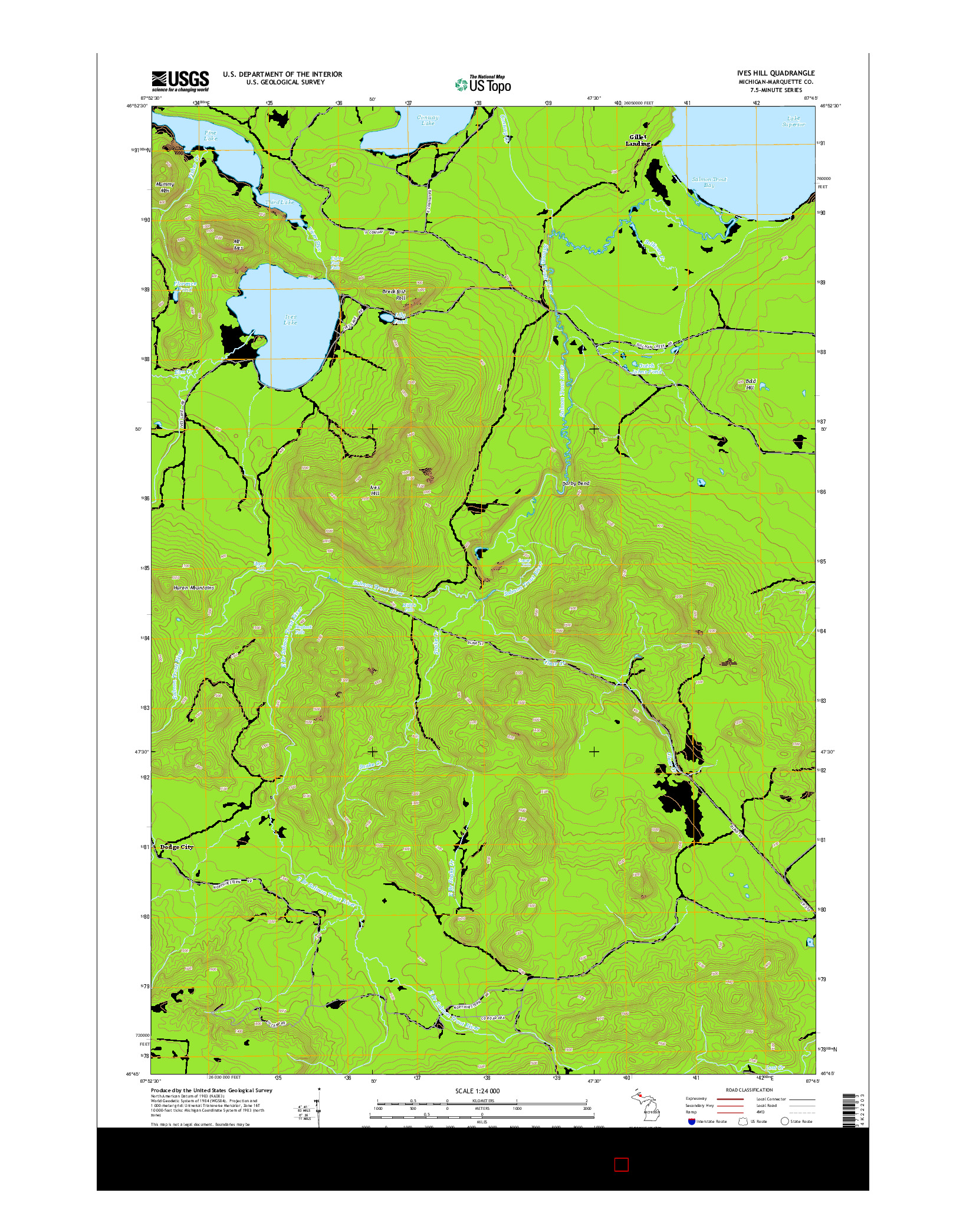 USGS US TOPO 7.5-MINUTE MAP FOR IVES HILL, MI 2014