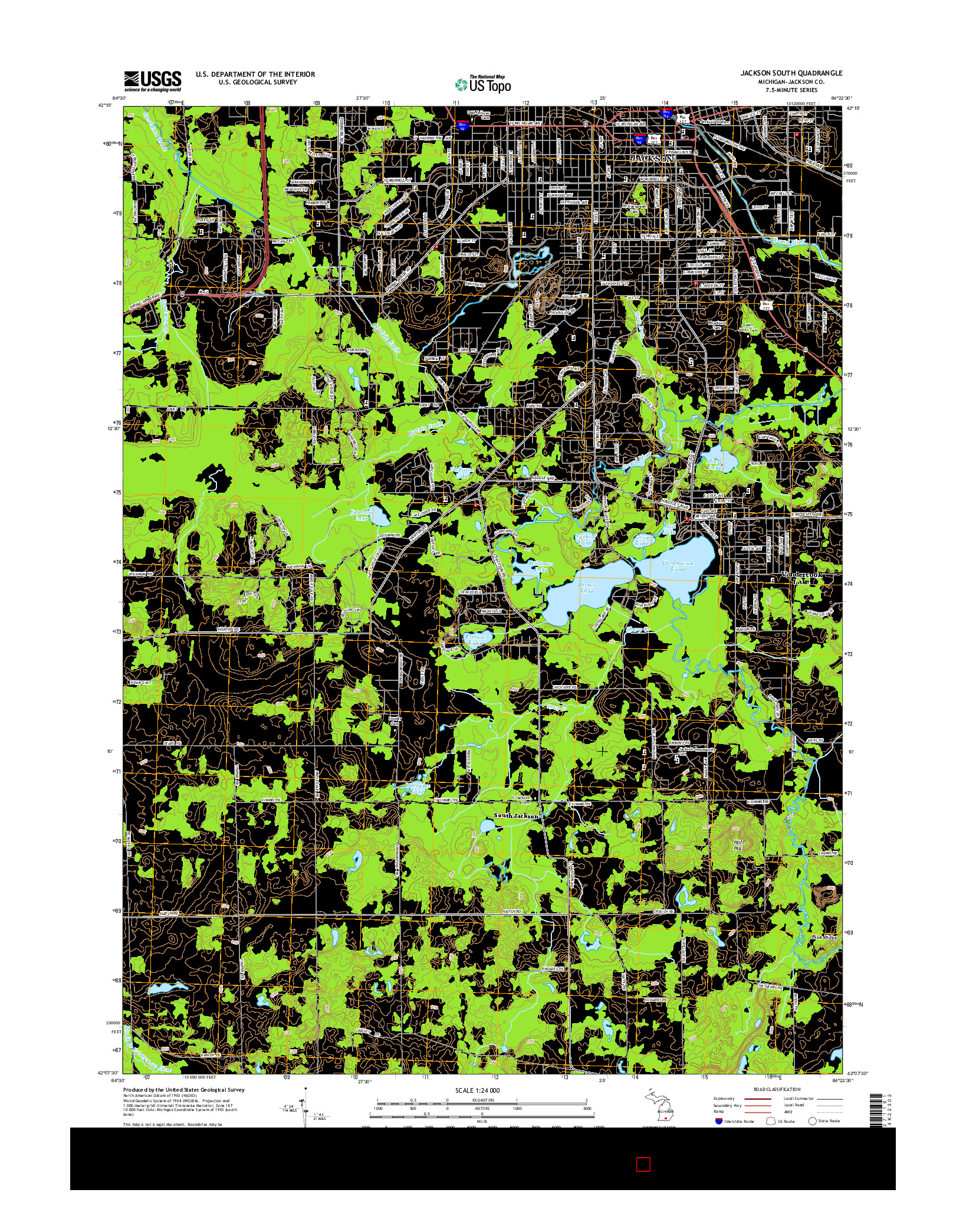 USGS US TOPO 7.5-MINUTE MAP FOR JACKSON SOUTH, MI 2014