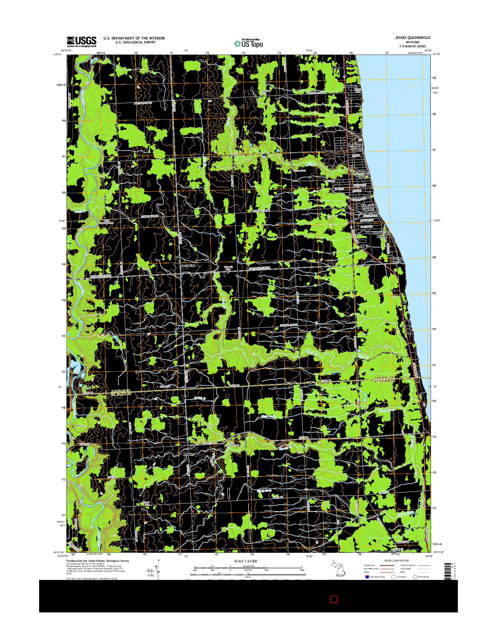 USGS US TOPO 7.5-MINUTE MAP FOR JEDDO, MI 2014