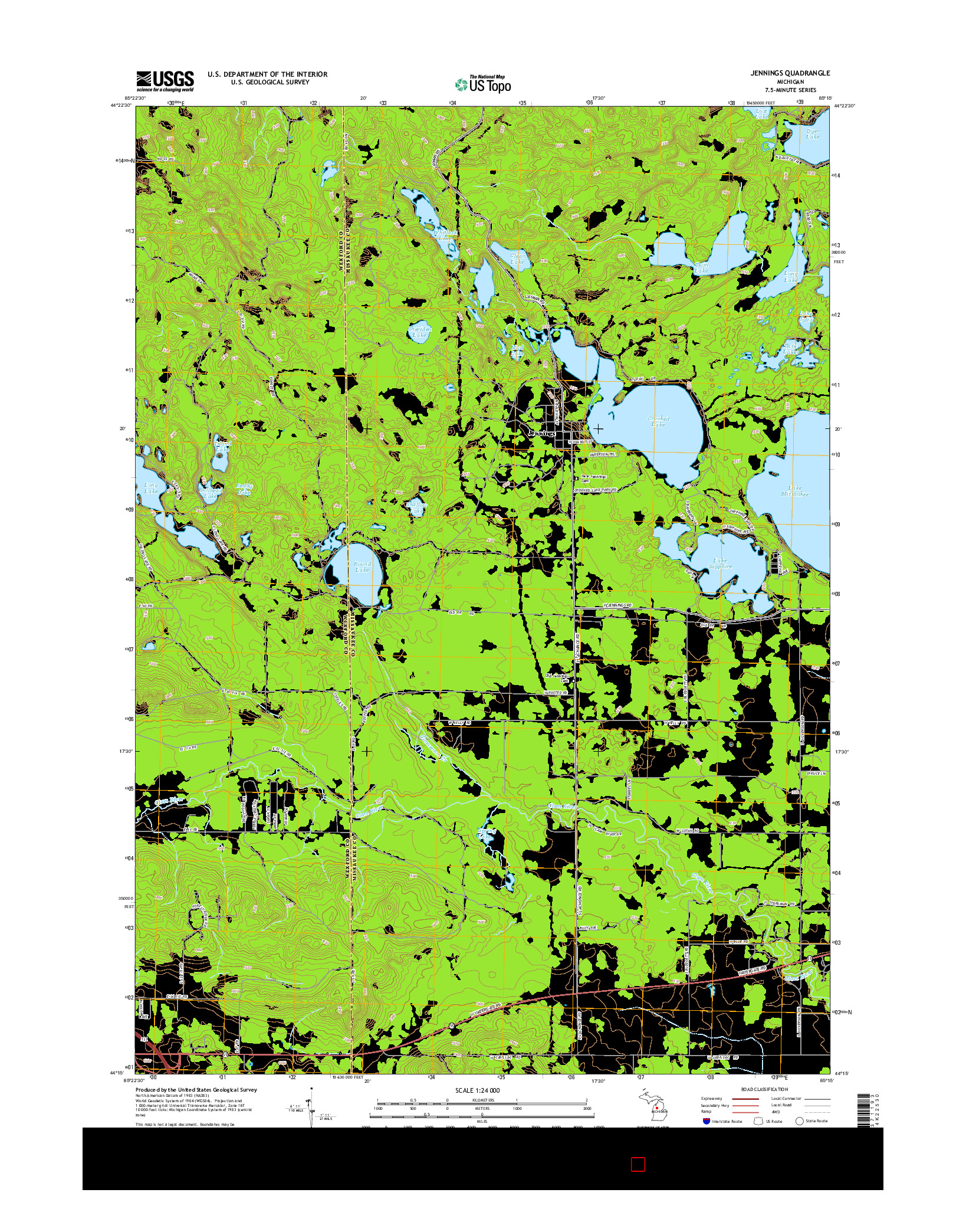 USGS US TOPO 7.5-MINUTE MAP FOR JENNINGS, MI 2014