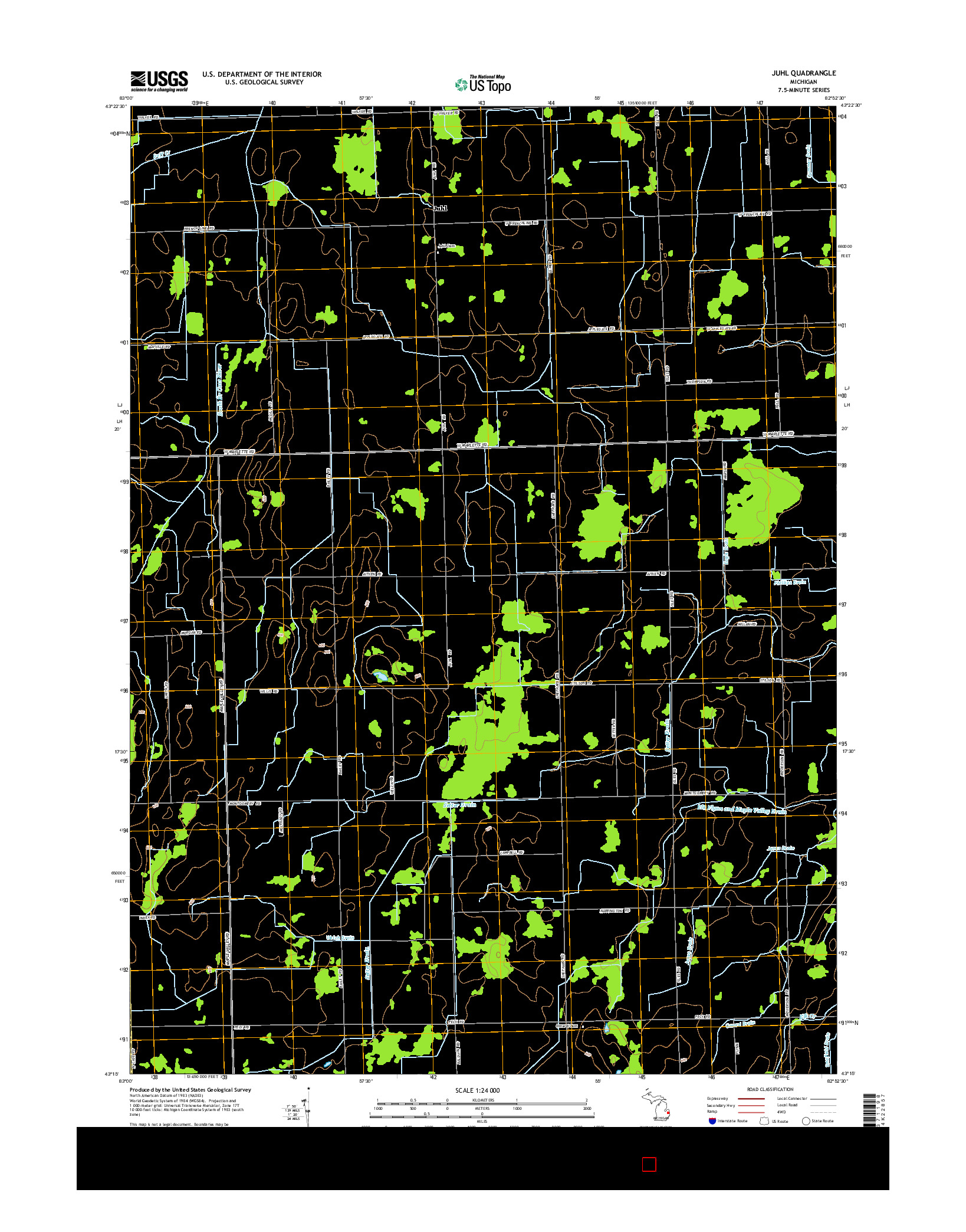 USGS US TOPO 7.5-MINUTE MAP FOR JUHL, MI 2014