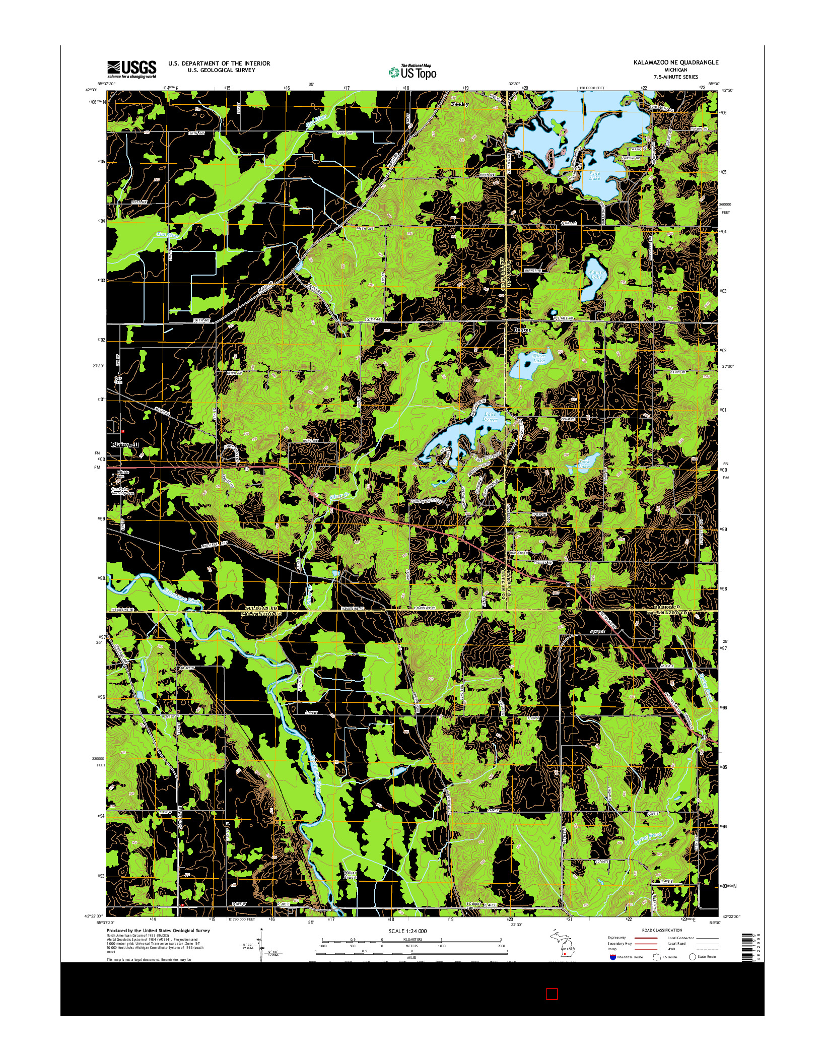 USGS US TOPO 7.5-MINUTE MAP FOR KALAMAZOO NE, MI 2014