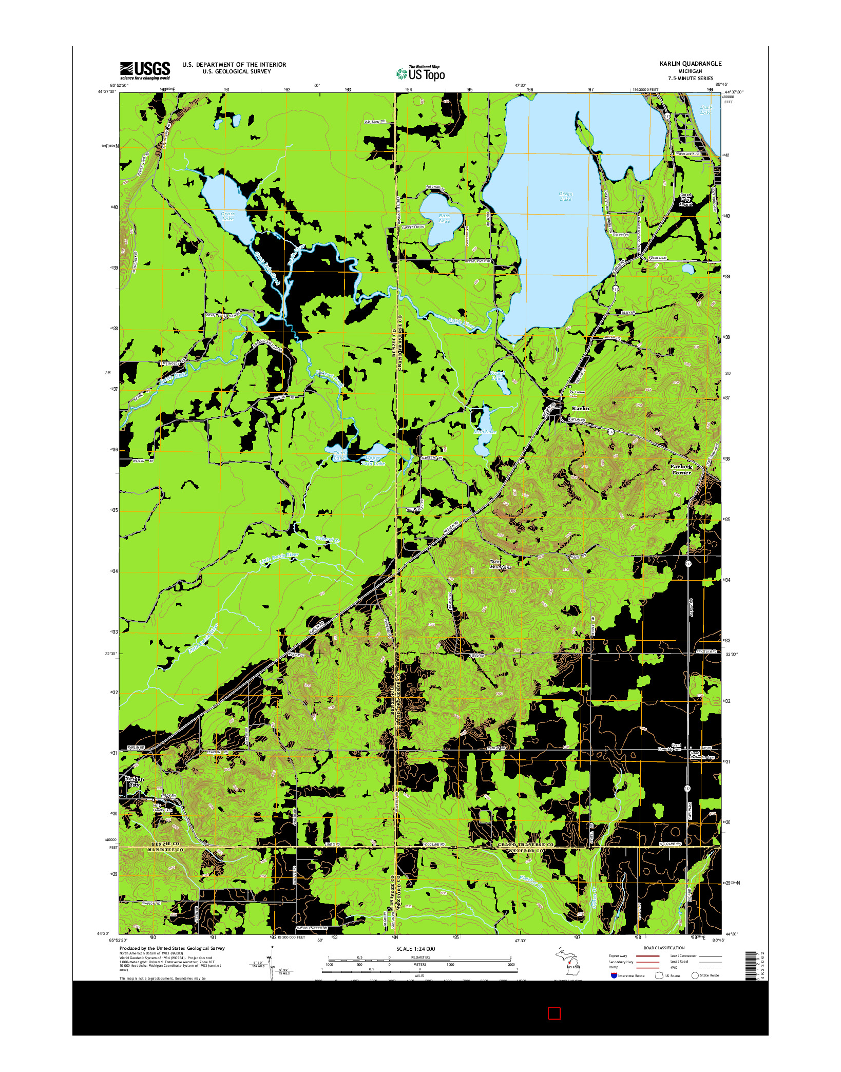 USGS US TOPO 7.5-MINUTE MAP FOR KARLIN, MI 2014