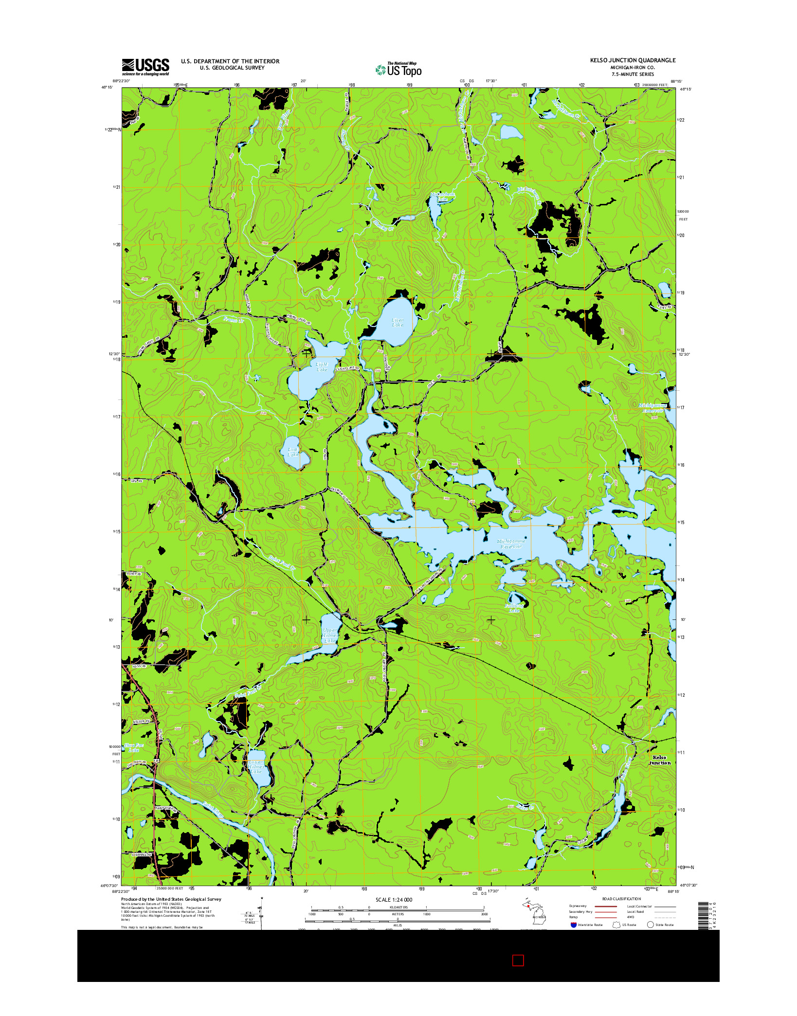 USGS US TOPO 7.5-MINUTE MAP FOR KELSO JUNCTION, MI 2014