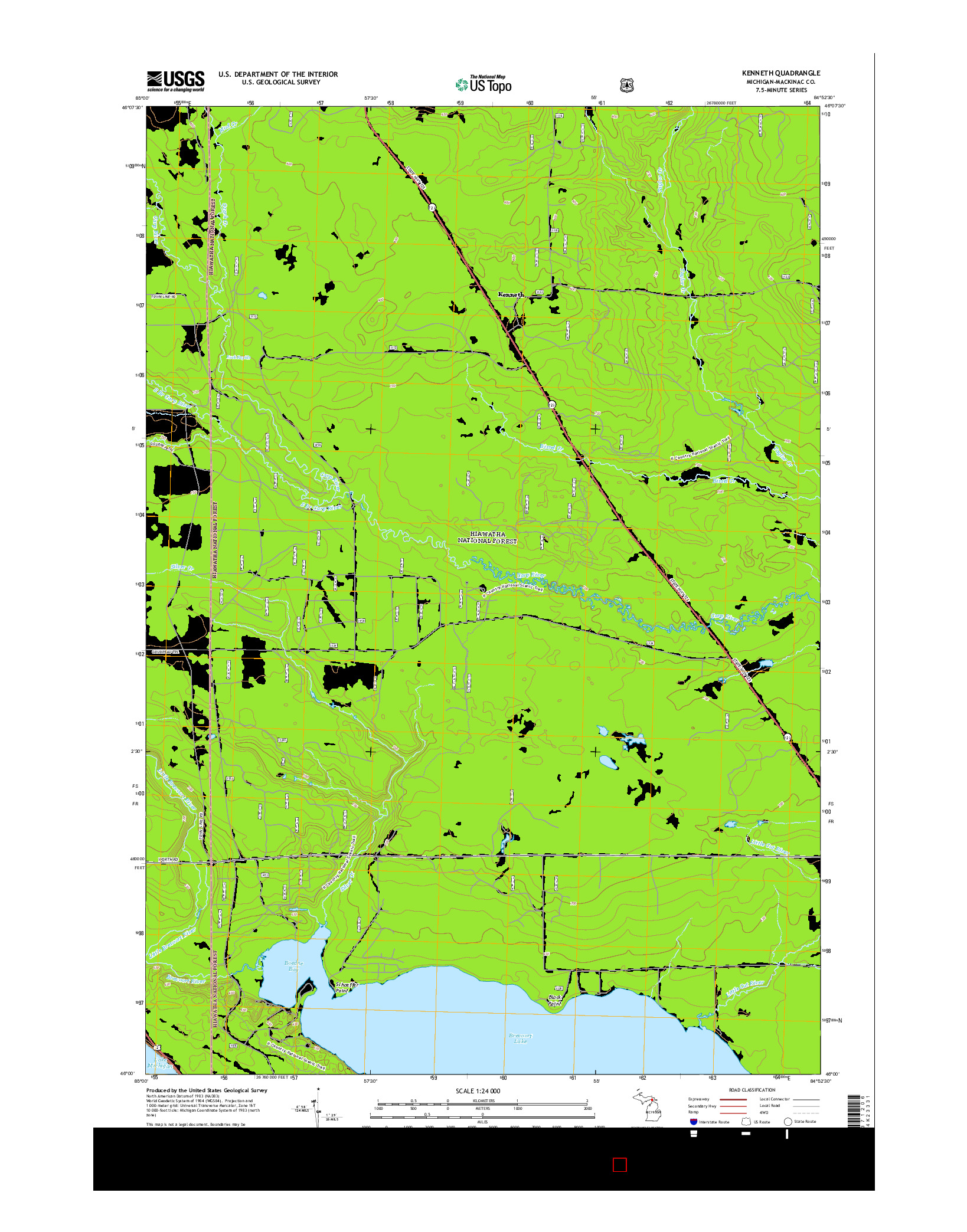 USGS US TOPO 7.5-MINUTE MAP FOR KENNETH, MI 2014