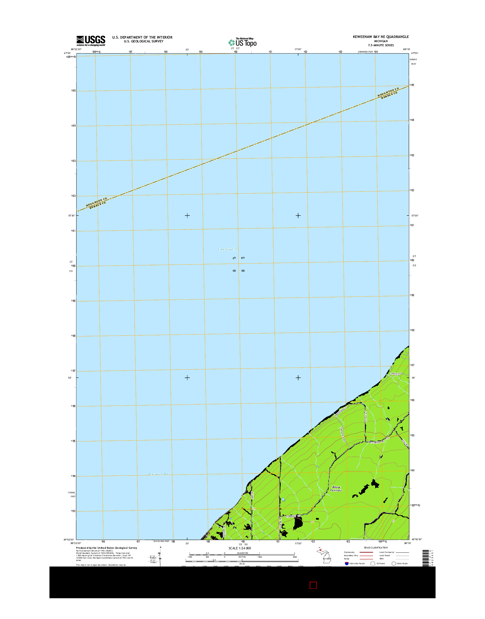 USGS US TOPO 7.5-MINUTE MAP FOR KEWEENAW BAY NE, MI 2014