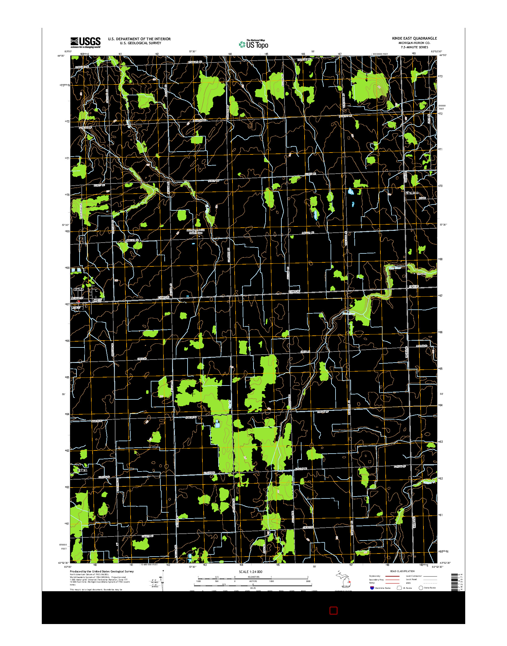 USGS US TOPO 7.5-MINUTE MAP FOR KINDE EAST, MI 2014