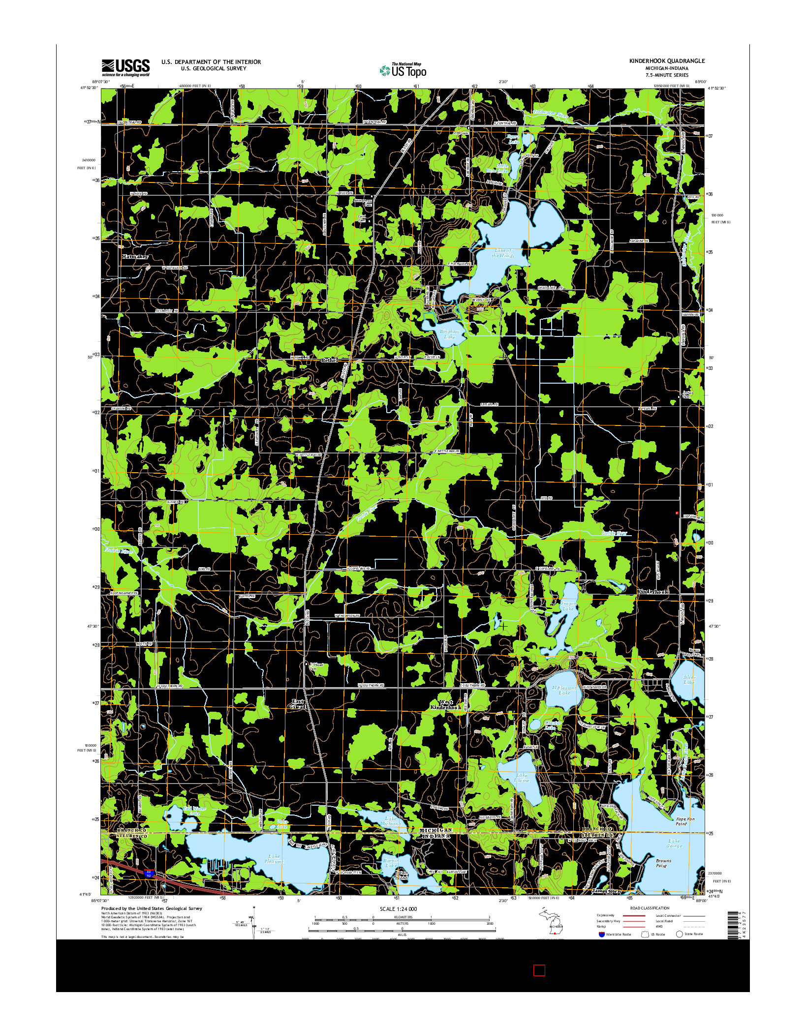 USGS US TOPO 7.5-MINUTE MAP FOR KINDERHOOK, MI-IN 2014