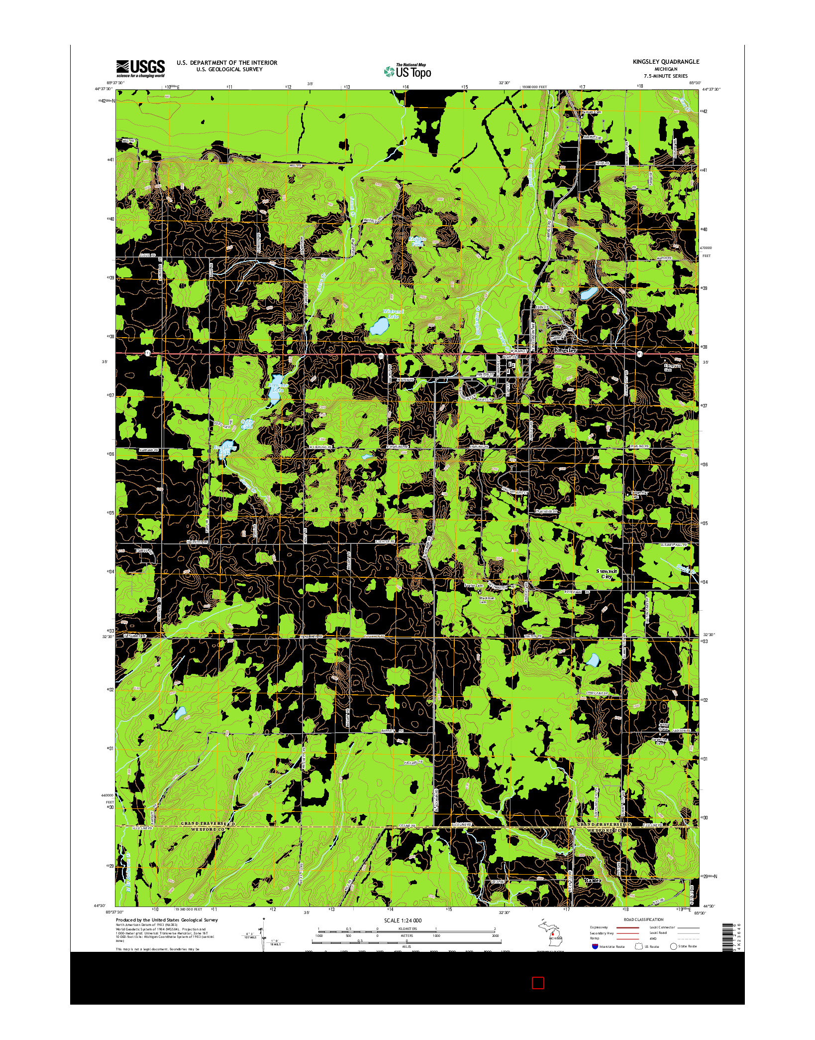 USGS US TOPO 7.5-MINUTE MAP FOR KINGSLEY, MI 2014