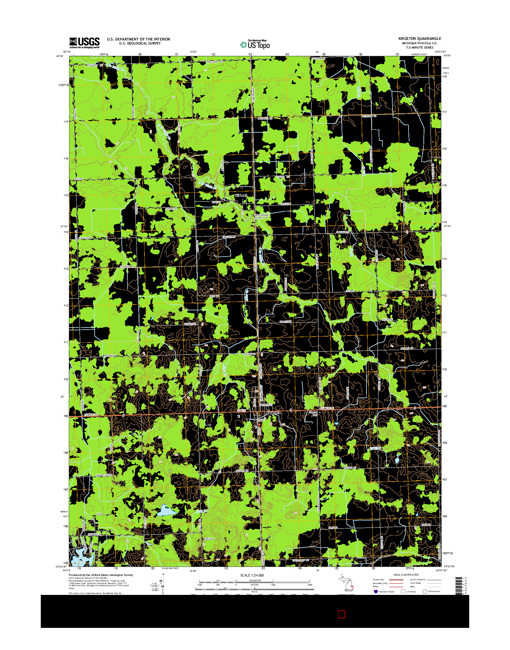 USGS US TOPO 7.5-MINUTE MAP FOR KINGSTON, MI 2014