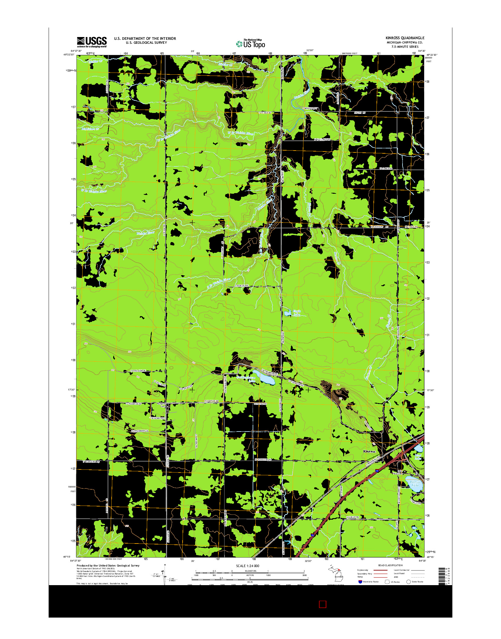 USGS US TOPO 7.5-MINUTE MAP FOR KINROSS, MI 2014