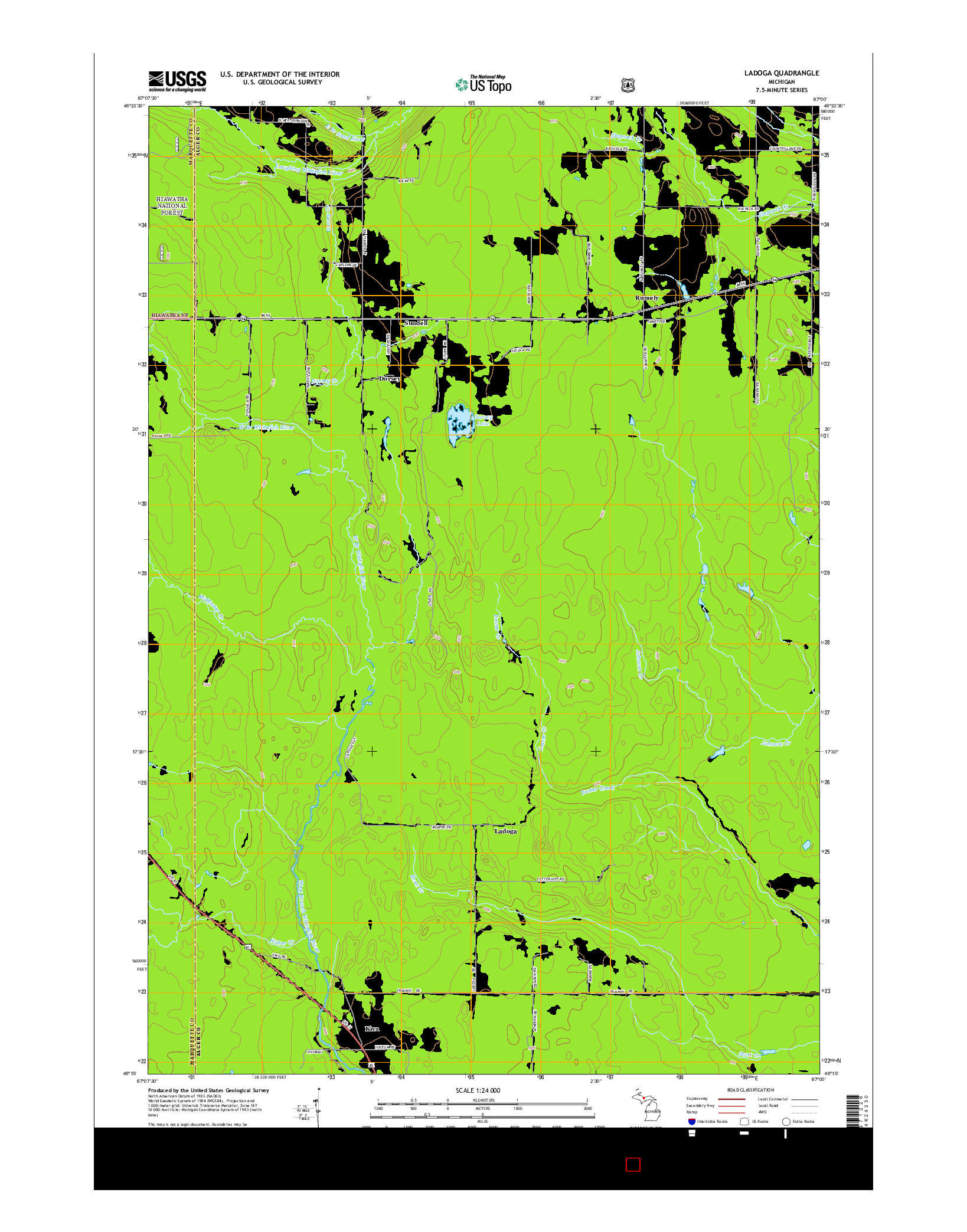 USGS US TOPO 7.5-MINUTE MAP FOR LADOGA, MI 2014