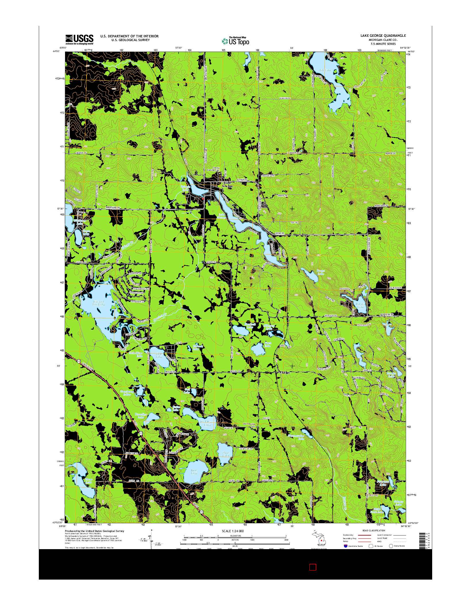 USGS US TOPO 7.5-MINUTE MAP FOR LAKE GEORGE, MI 2014