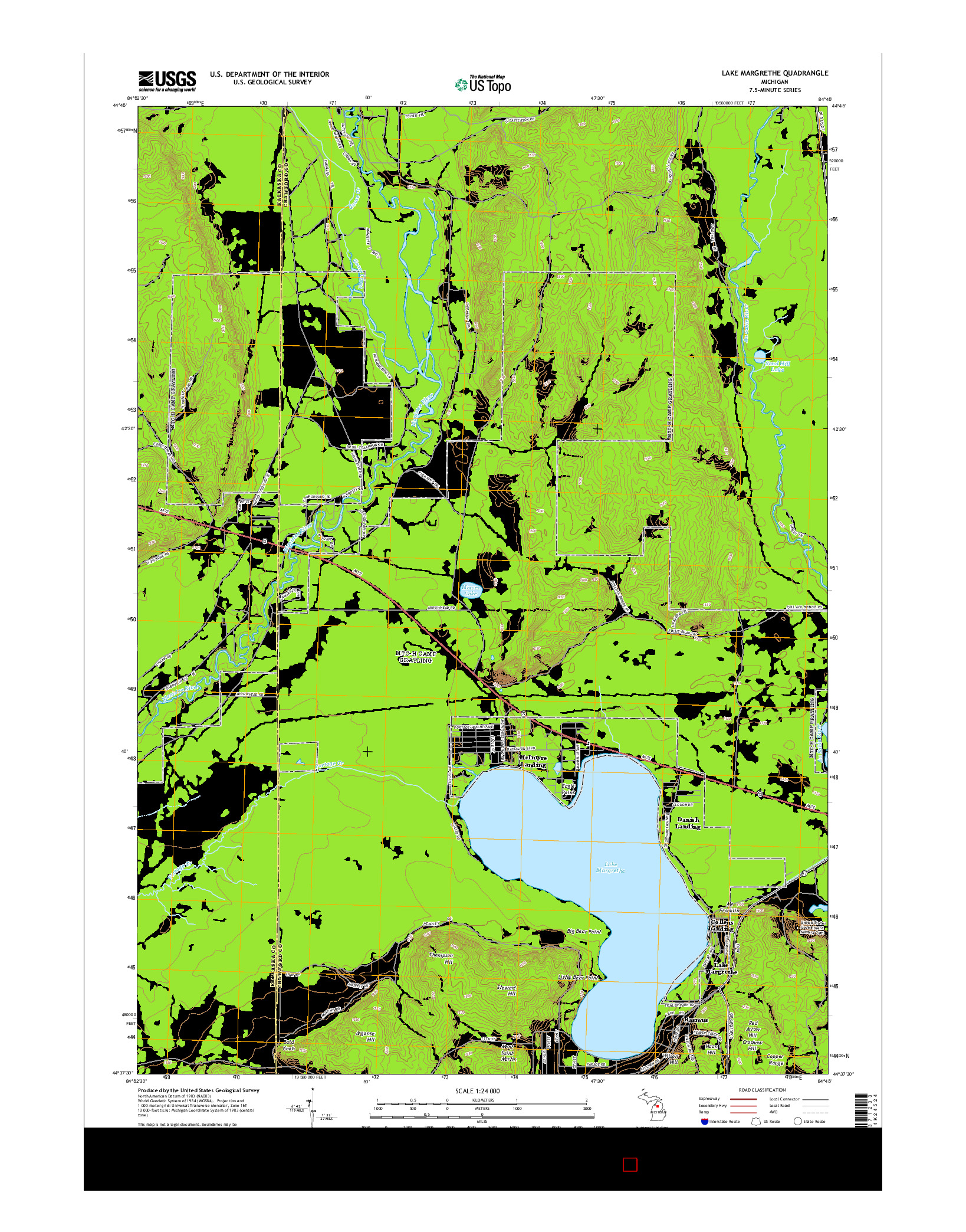 USGS US TOPO 7.5-MINUTE MAP FOR LAKE MARGRETHE, MI 2014