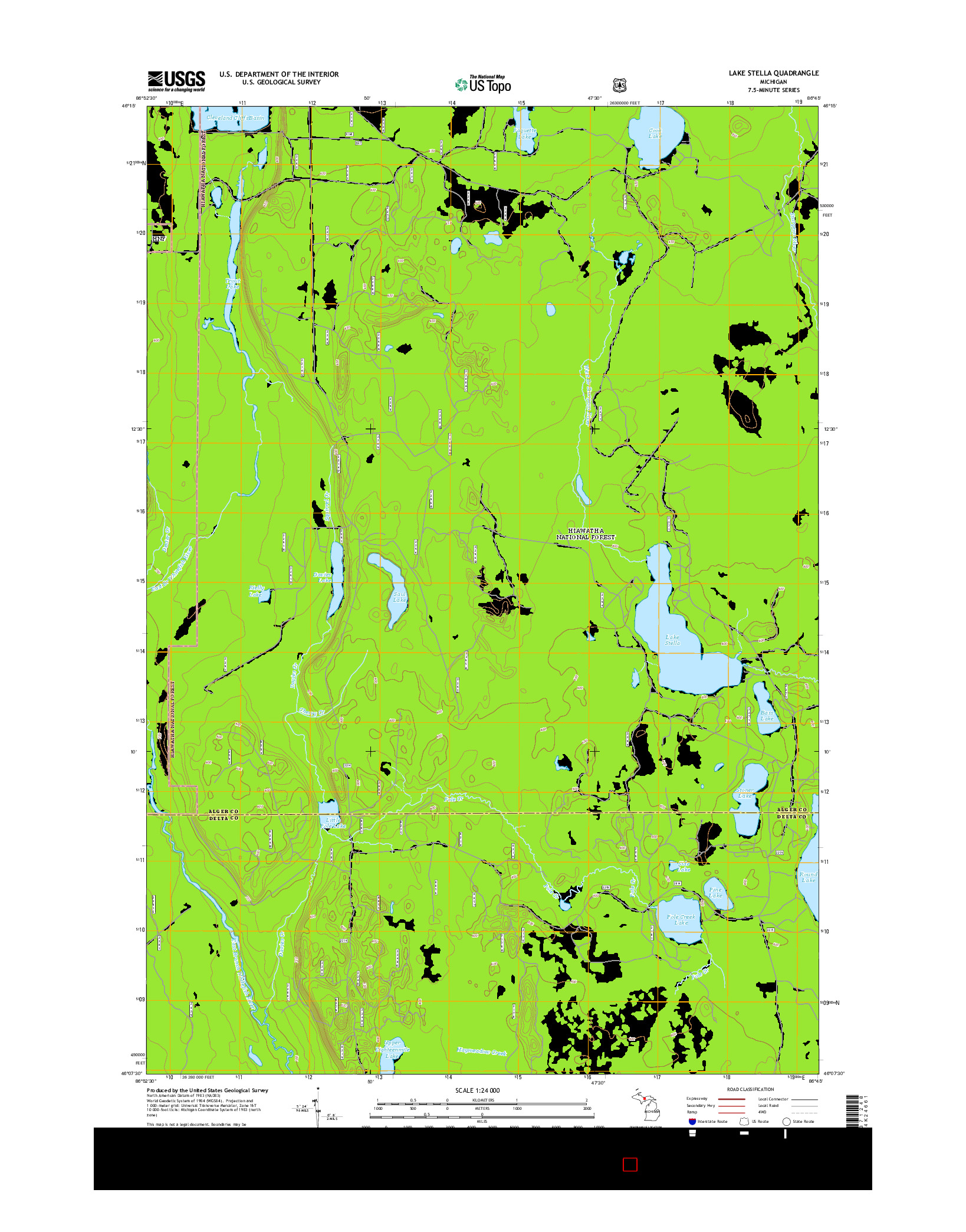 USGS US TOPO 7.5-MINUTE MAP FOR LAKE STELLA, MI 2014