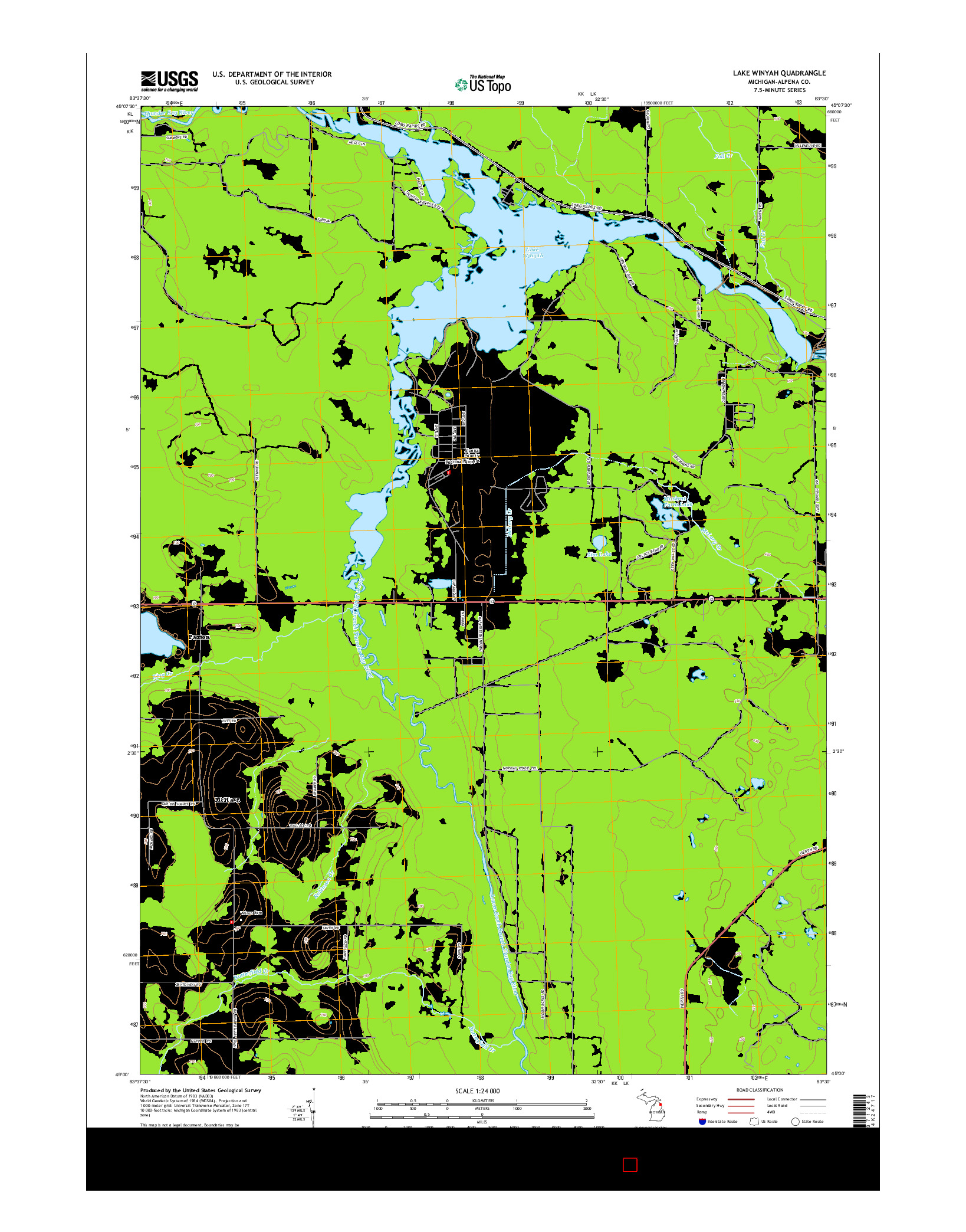USGS US TOPO 7.5-MINUTE MAP FOR LAKE WINYAH, MI 2014