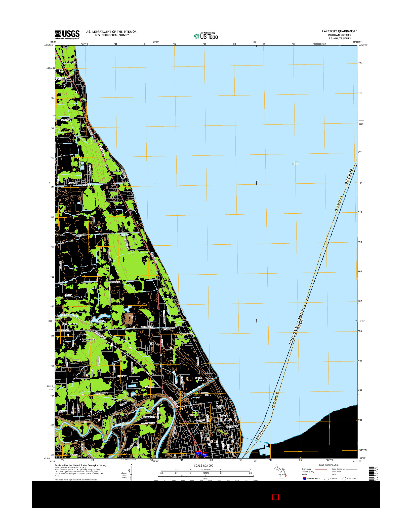 USGS US TOPO 7.5-MINUTE MAP FOR LAKEPORT, MI-ON 2014