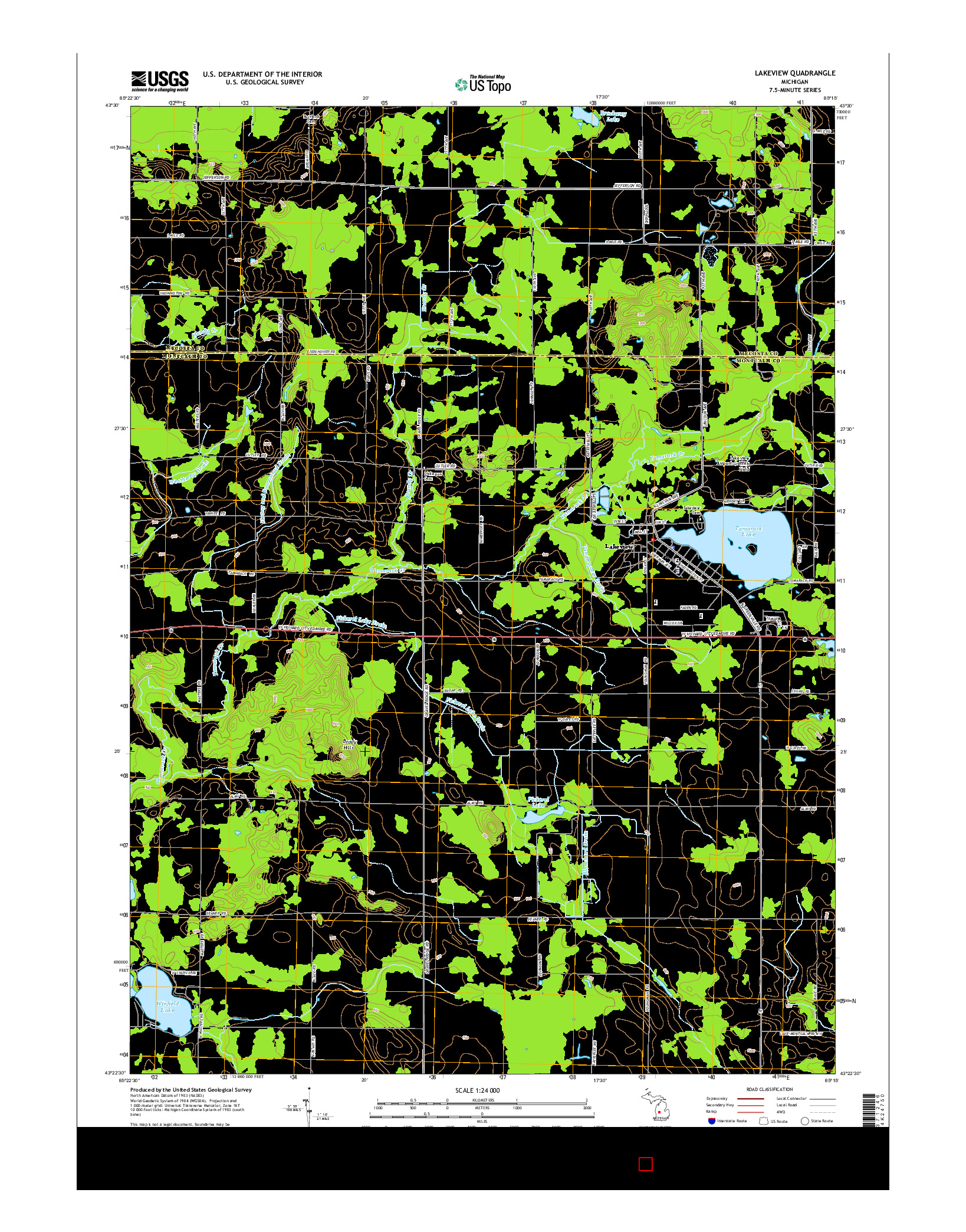 USGS US TOPO 7.5-MINUTE MAP FOR LAKEVIEW, MI 2014