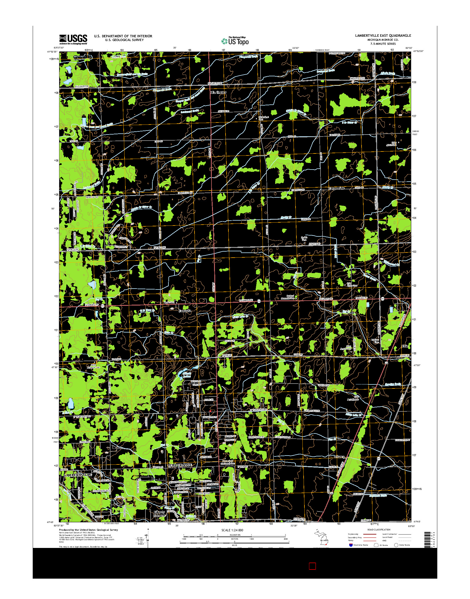 USGS US TOPO 7.5-MINUTE MAP FOR LAMBERTVILLE EAST, MI 2014