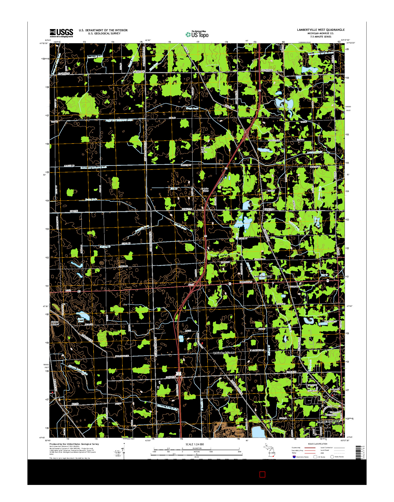 USGS US TOPO 7.5-MINUTE MAP FOR LAMBERTVILLE WEST, MI 2014