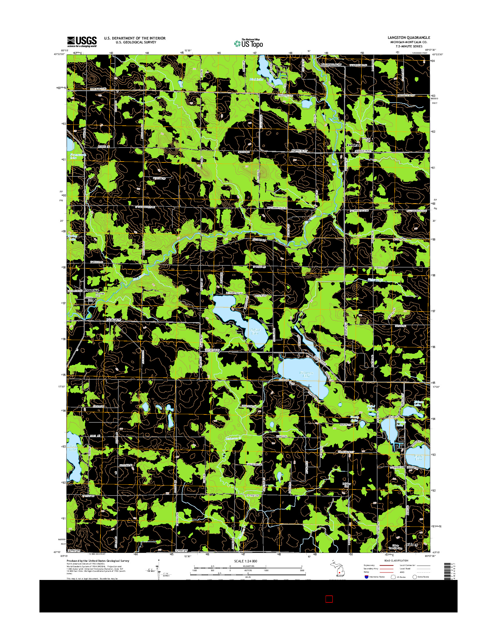 USGS US TOPO 7.5-MINUTE MAP FOR LANGSTON, MI 2014