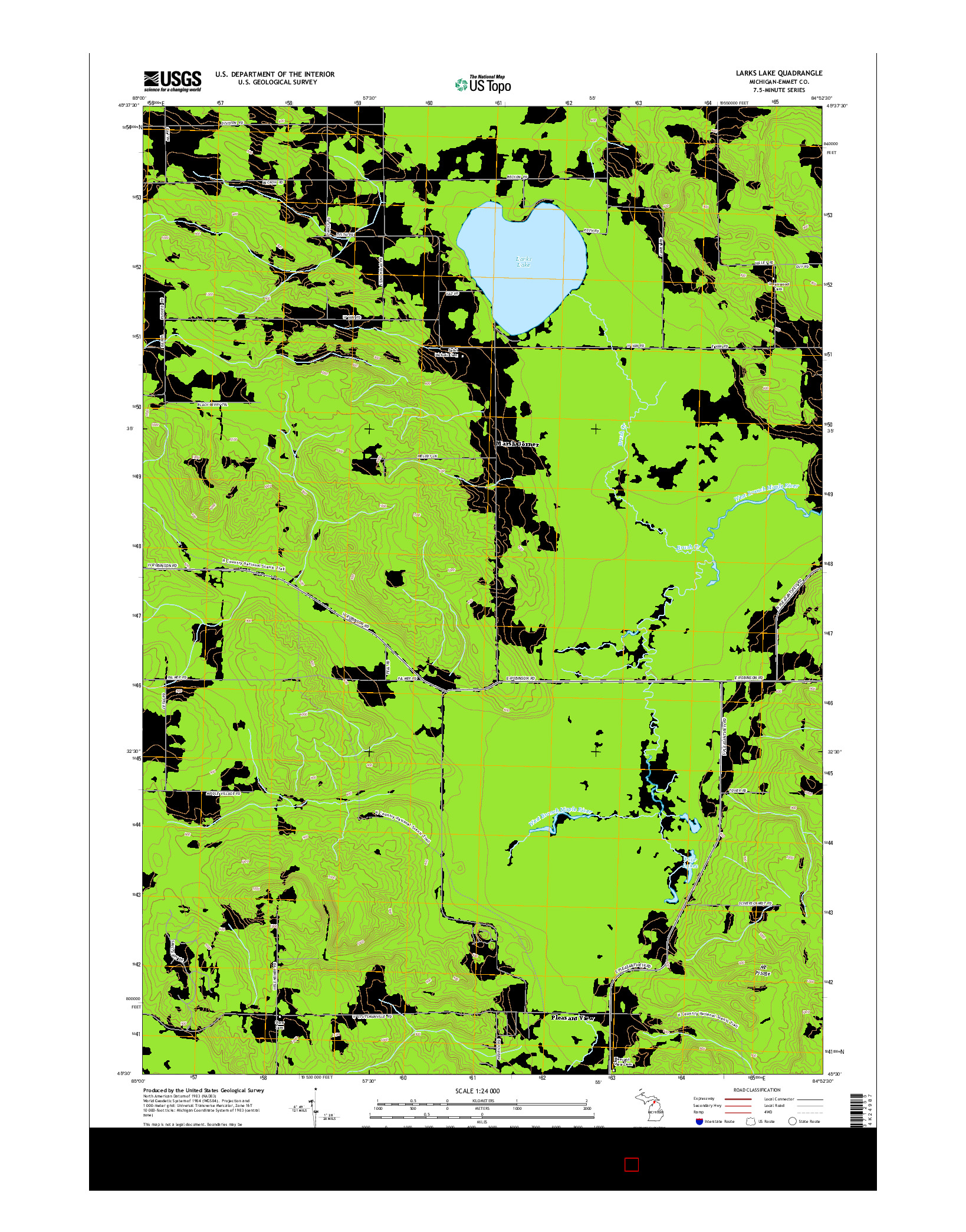 USGS US TOPO 7.5-MINUTE MAP FOR LARKS LAKE, MI 2014