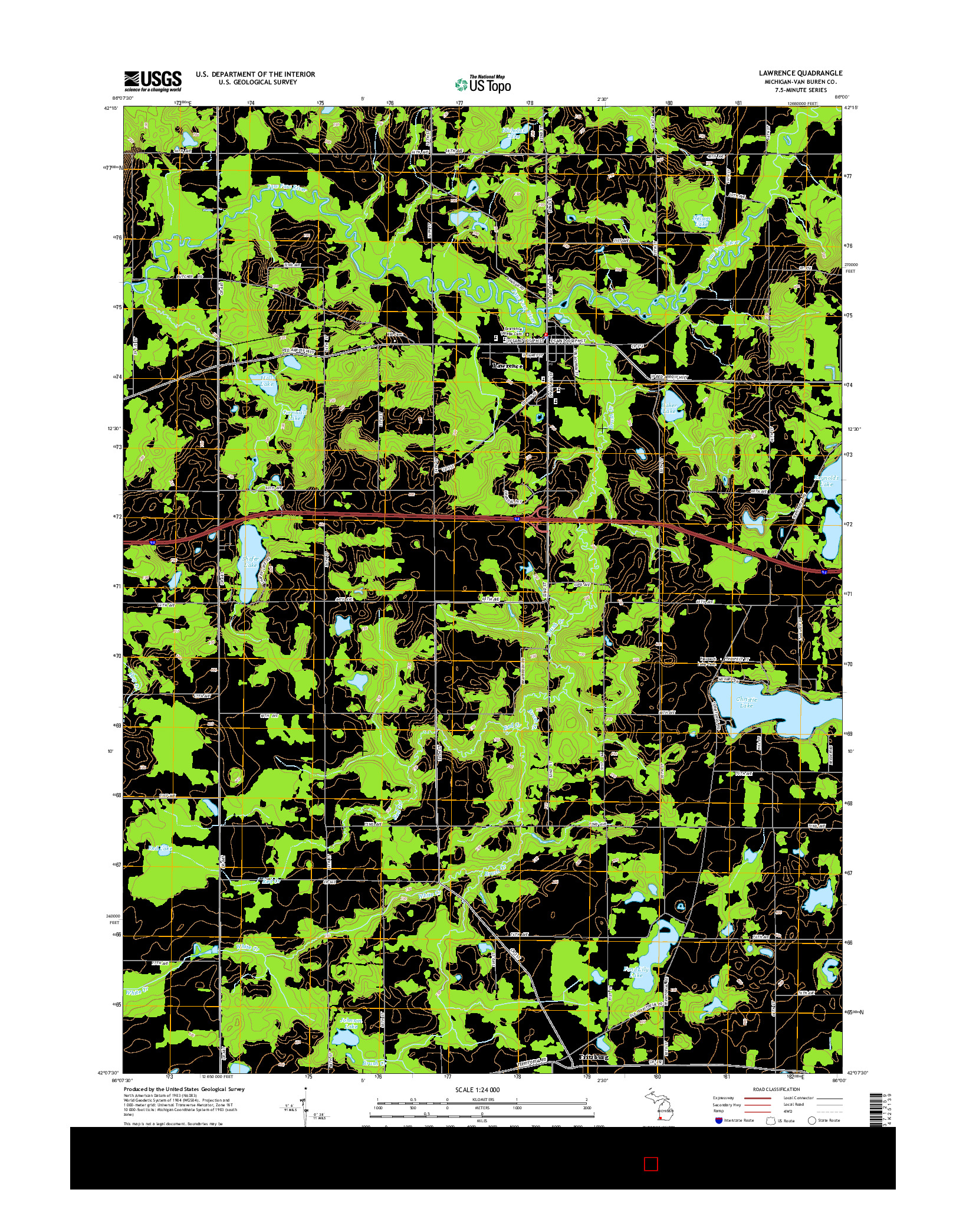 USGS US TOPO 7.5-MINUTE MAP FOR LAWRENCE, MI 2014