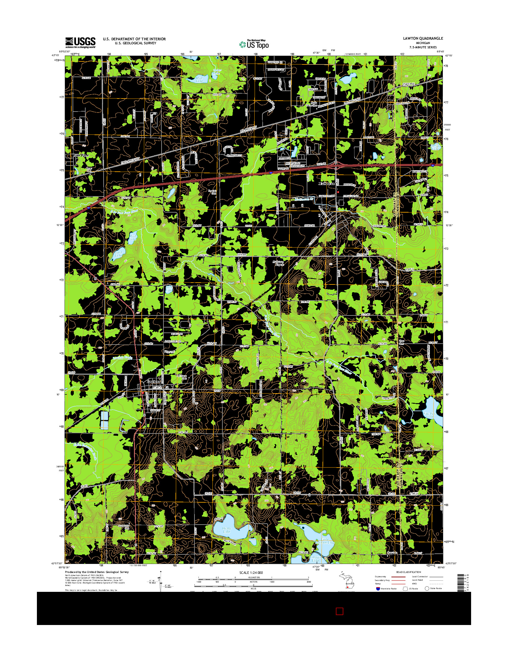 USGS US TOPO 7.5-MINUTE MAP FOR LAWTON, MI 2014