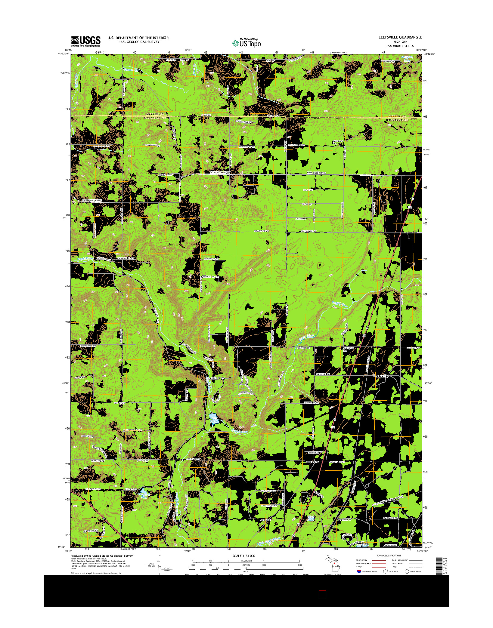 USGS US TOPO 7.5-MINUTE MAP FOR LEETSVILLE, MI 2014