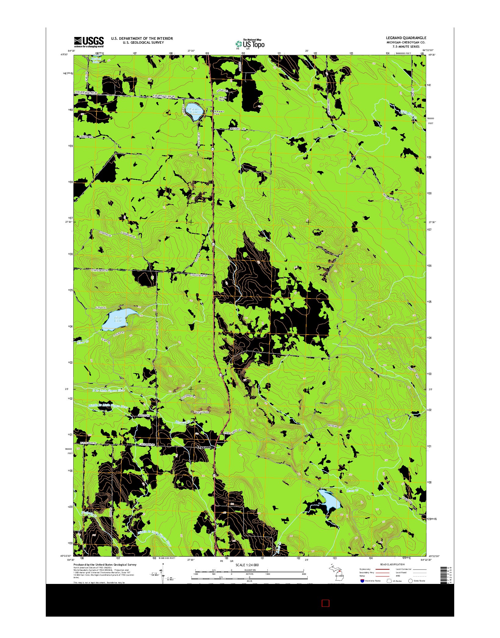 USGS US TOPO 7.5-MINUTE MAP FOR LEGRAND, MI 2014