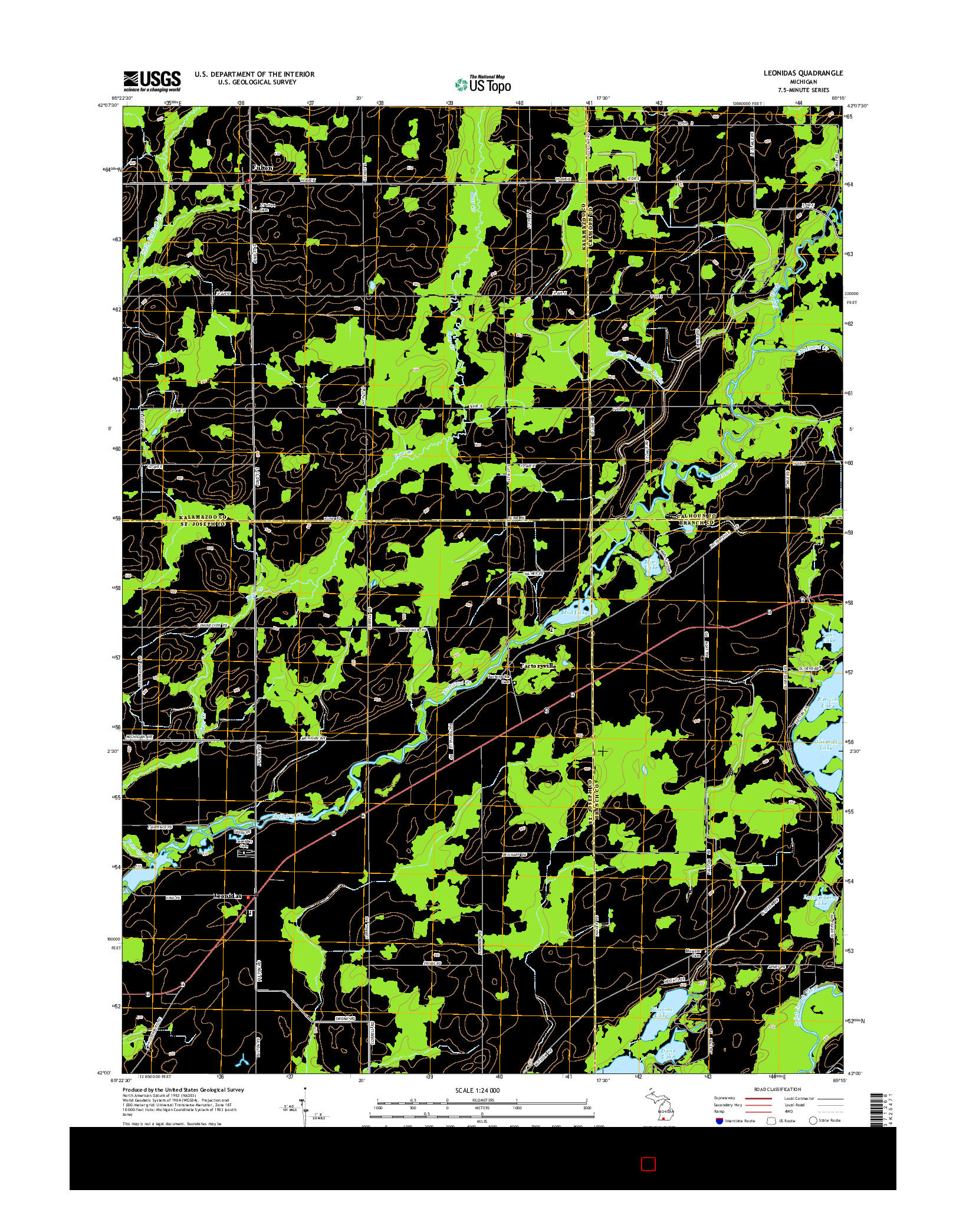 USGS US TOPO 7.5-MINUTE MAP FOR LEONIDAS, MI 2014