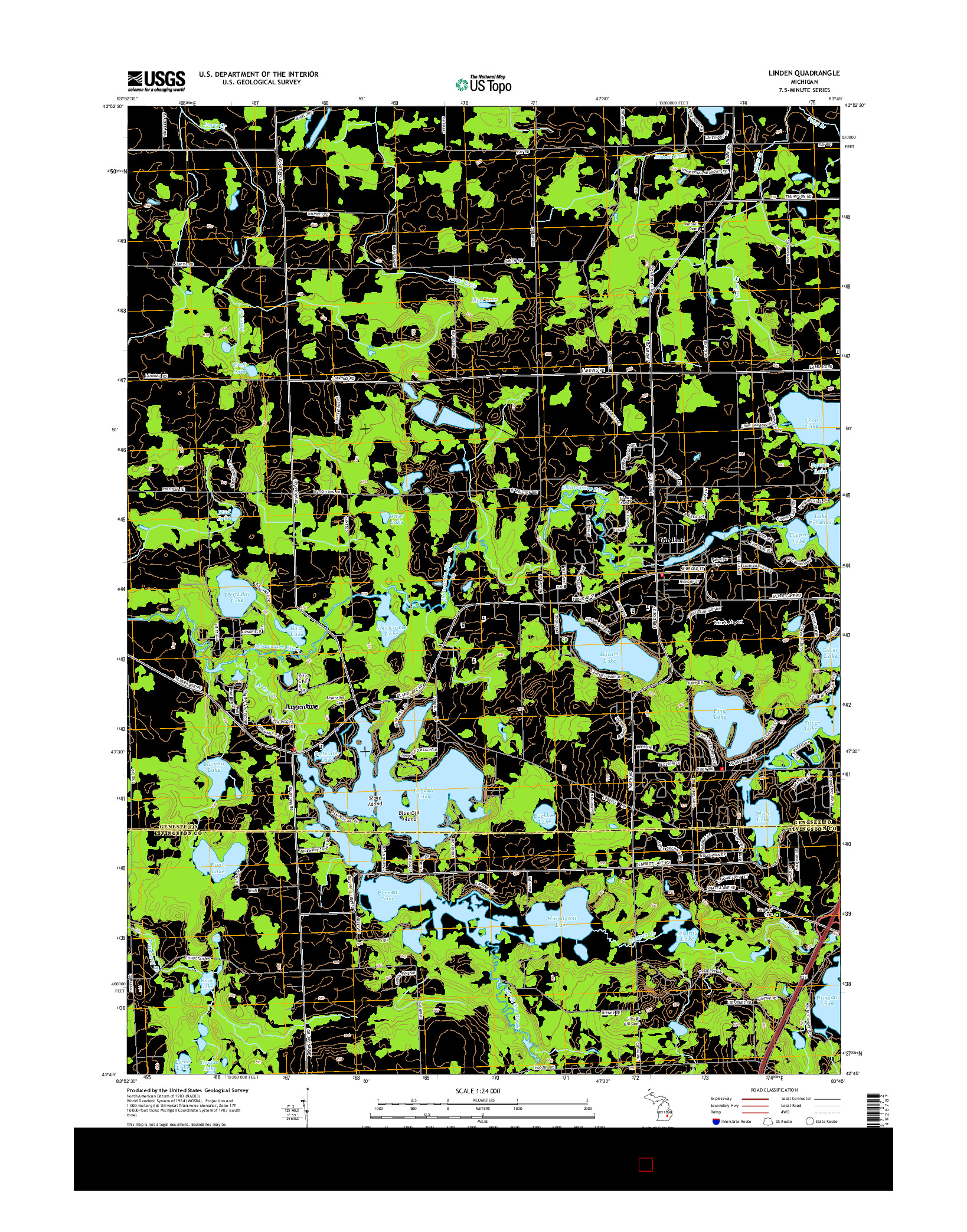 USGS US TOPO 7.5-MINUTE MAP FOR LINDEN, MI 2014