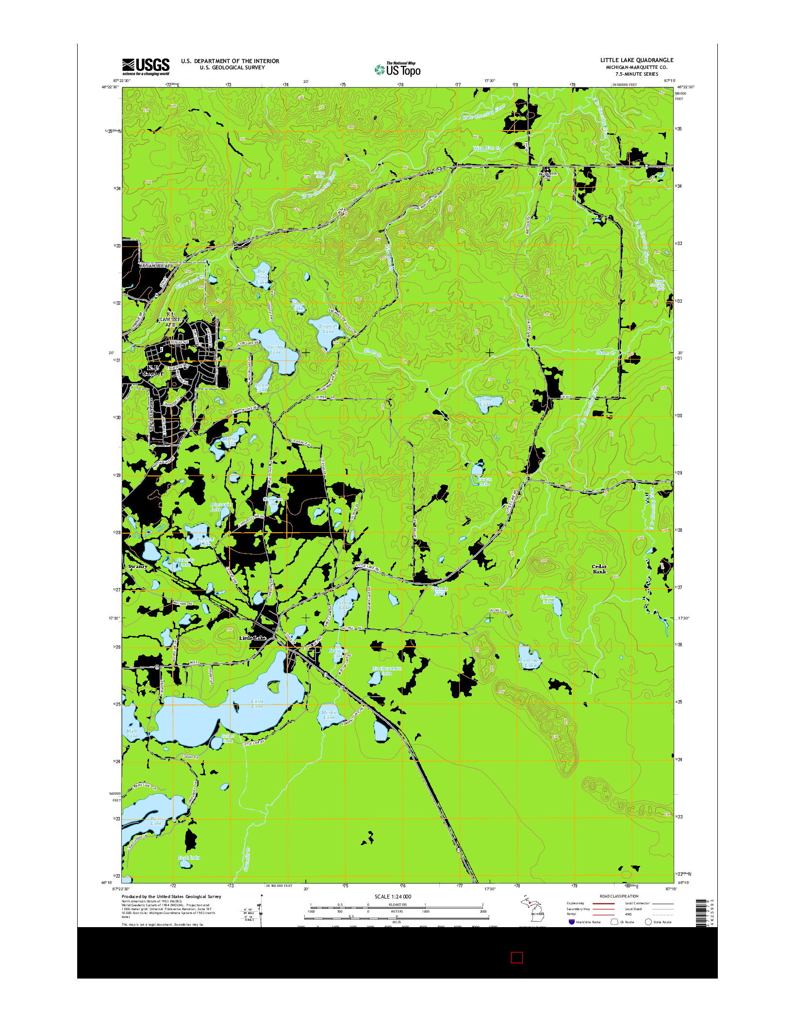 USGS US TOPO 7.5-MINUTE MAP FOR LITTLE LAKE, MI 2014