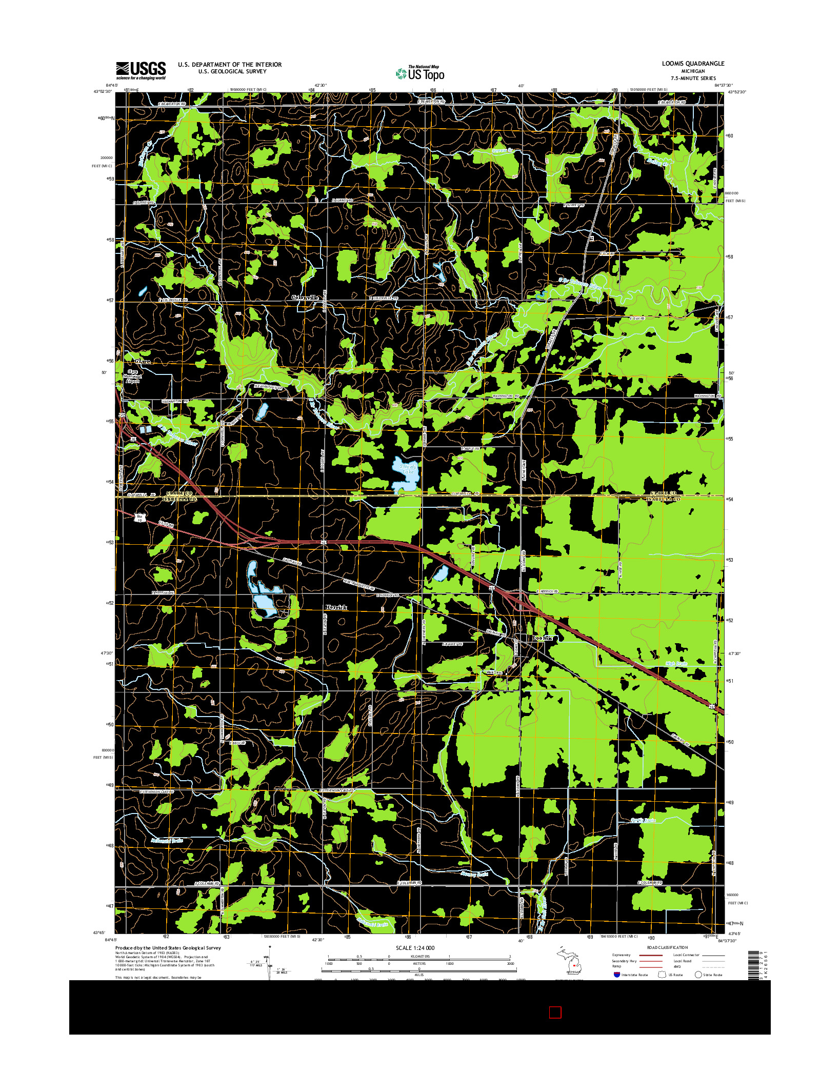 USGS US TOPO 7.5-MINUTE MAP FOR LOOMIS, MI 2014
