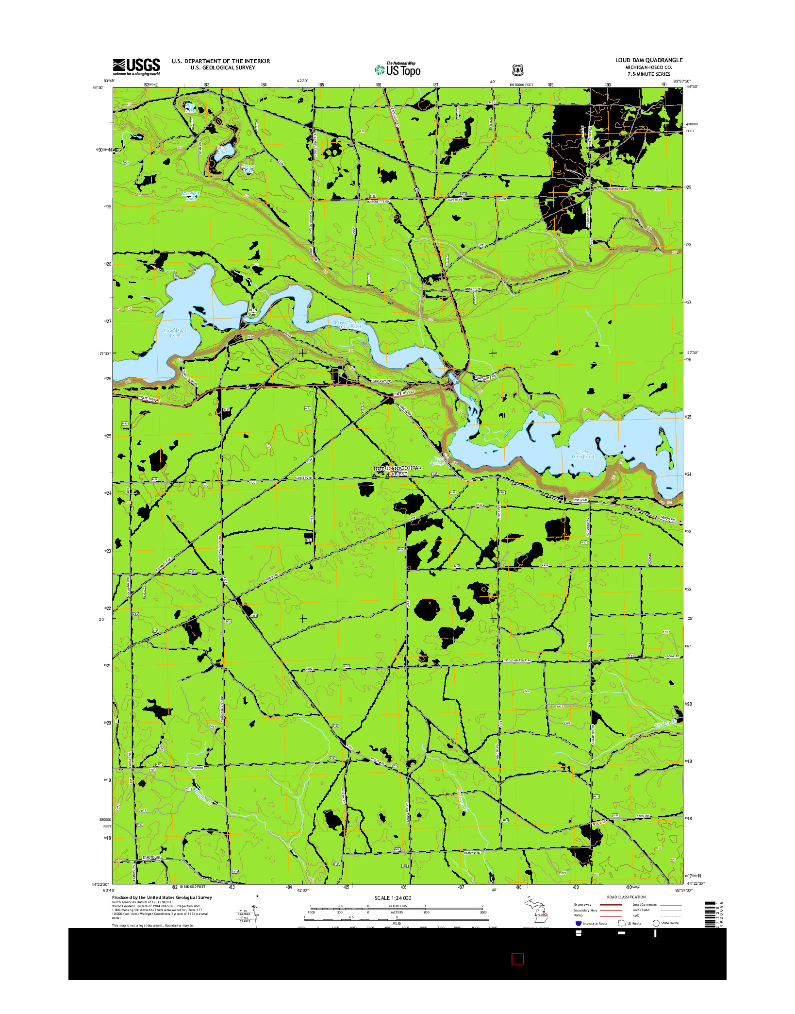 USGS US TOPO 7.5-MINUTE MAP FOR LOUD DAM, MI 2014
