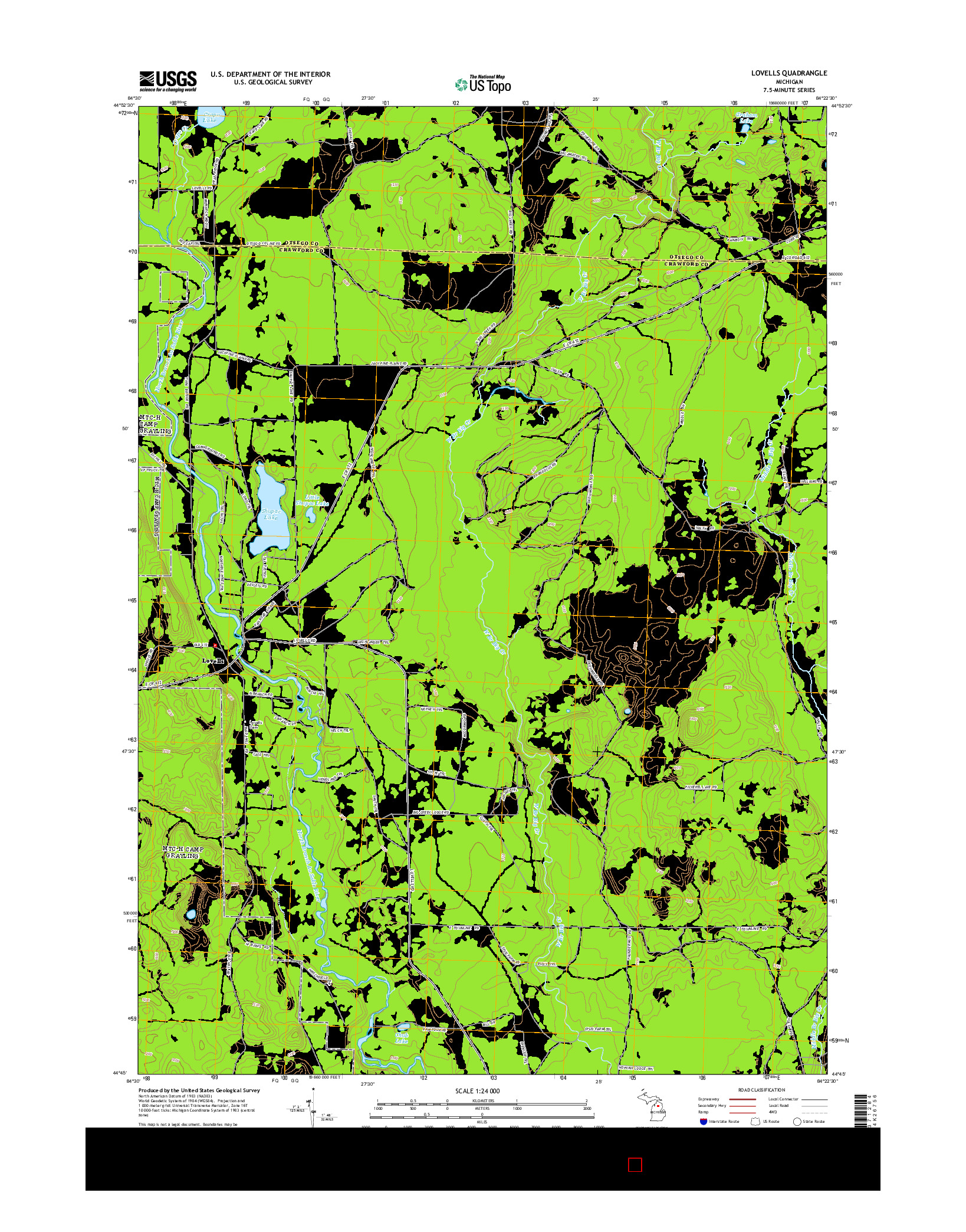 USGS US TOPO 7.5-MINUTE MAP FOR LOVELLS, MI 2014