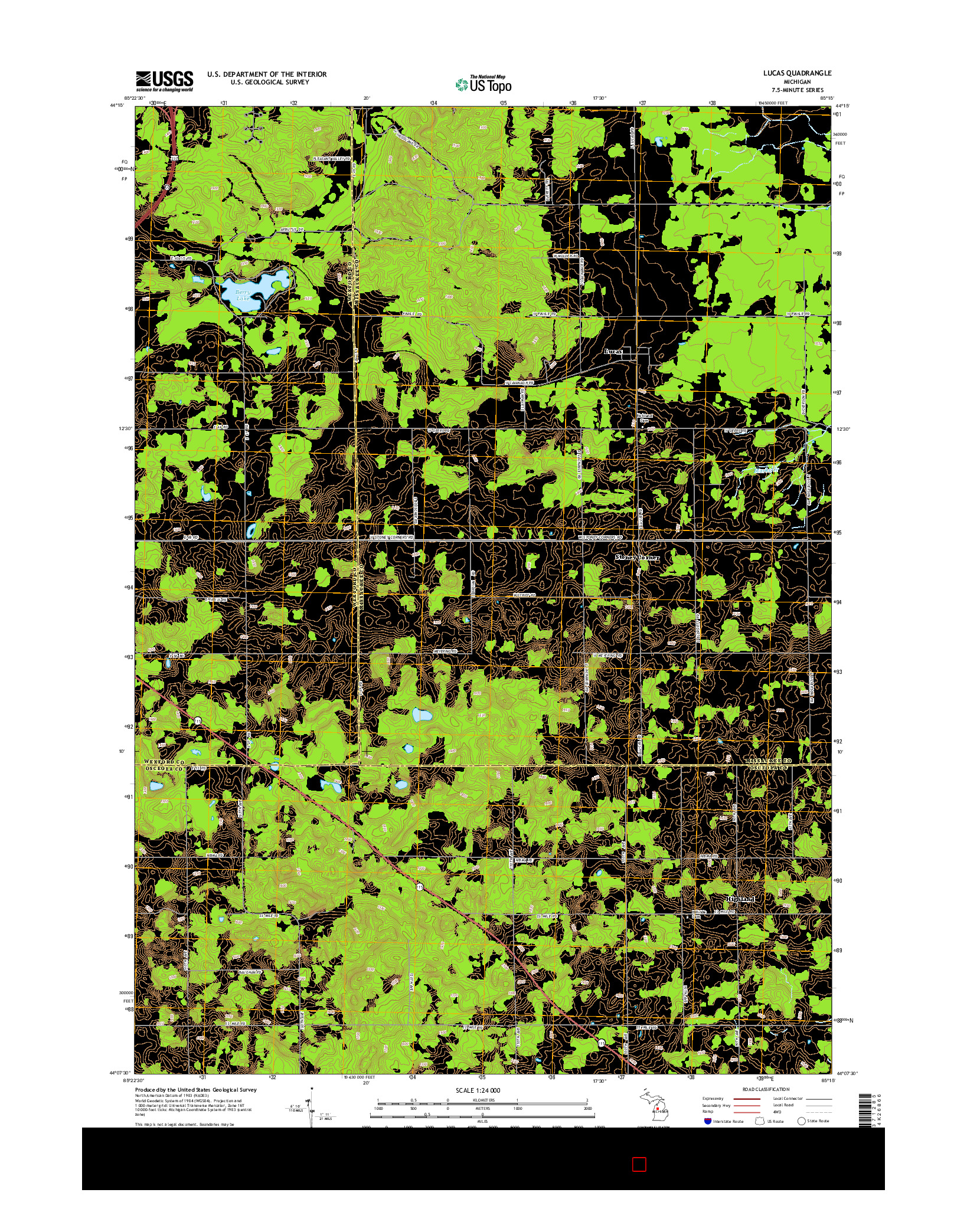 USGS US TOPO 7.5-MINUTE MAP FOR LUCAS, MI 2014