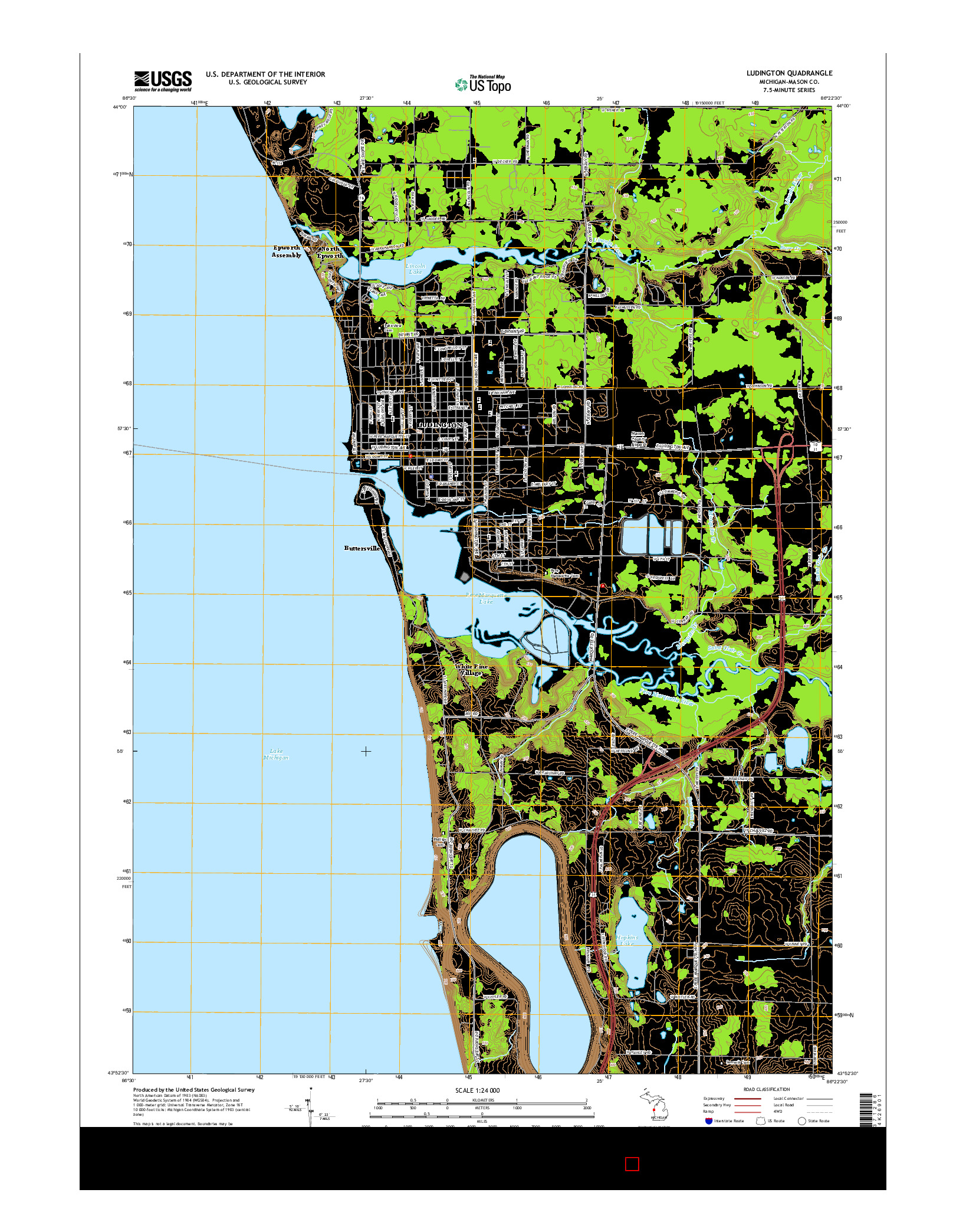 USGS US TOPO 7.5-MINUTE MAP FOR LUDINGTON, MI 2014