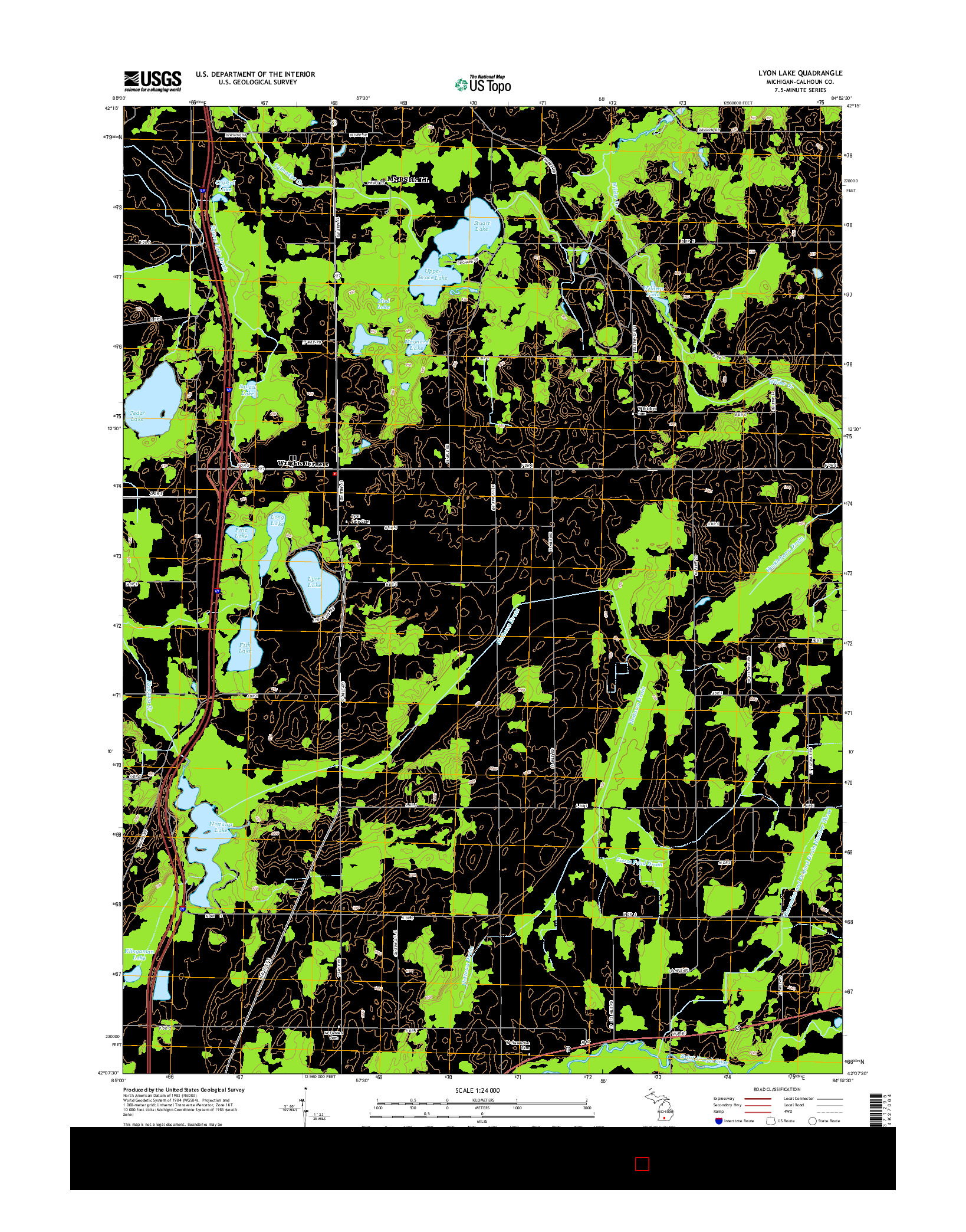 USGS US TOPO 7.5-MINUTE MAP FOR LYON LAKE, MI 2014