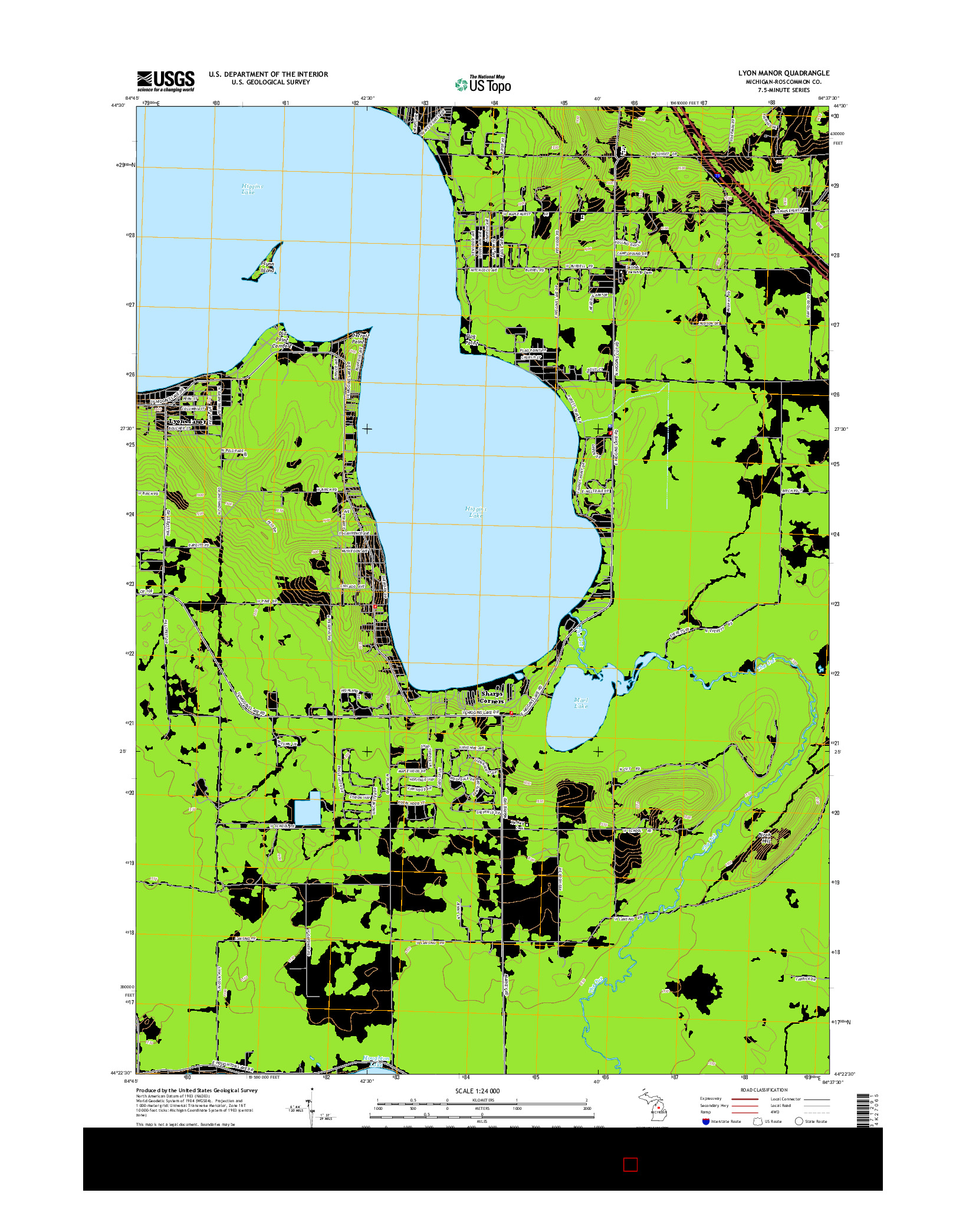 USGS US TOPO 7.5-MINUTE MAP FOR LYON MANOR, MI 2014